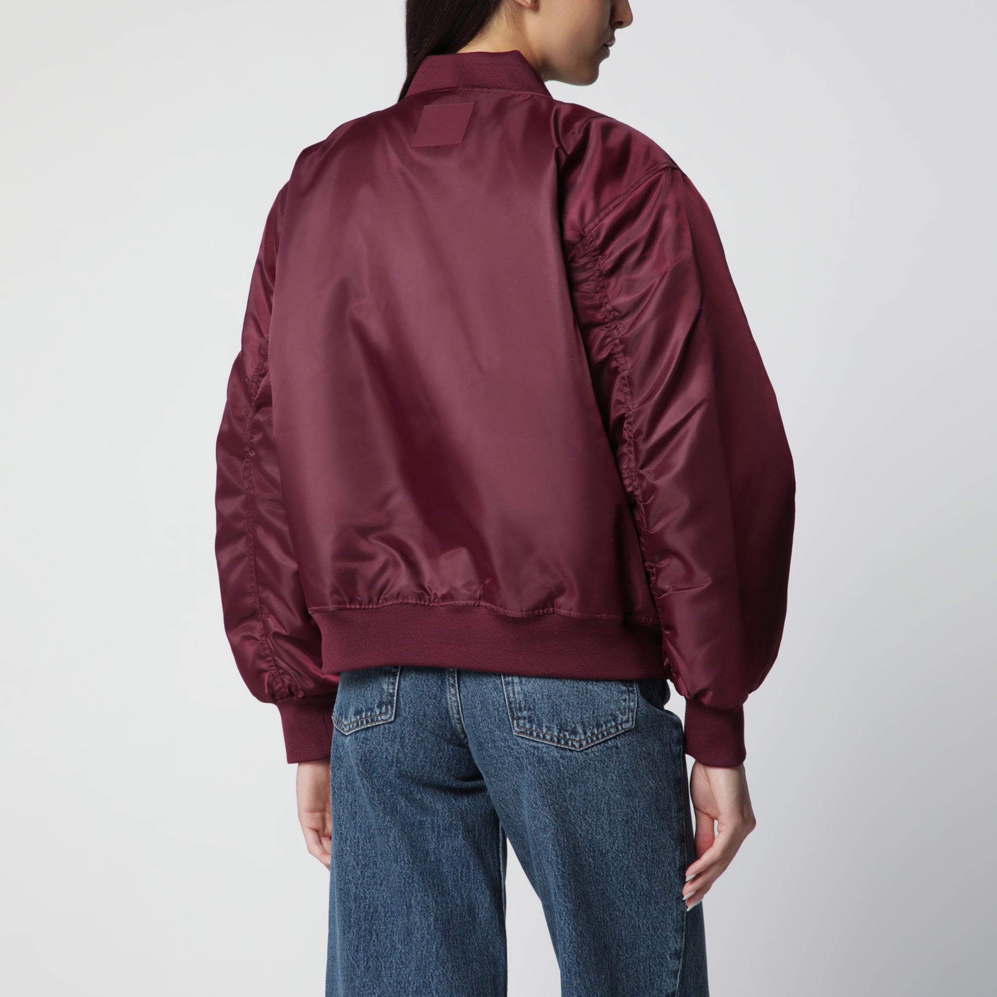 Leon zip-up bomber jacket in burgundy