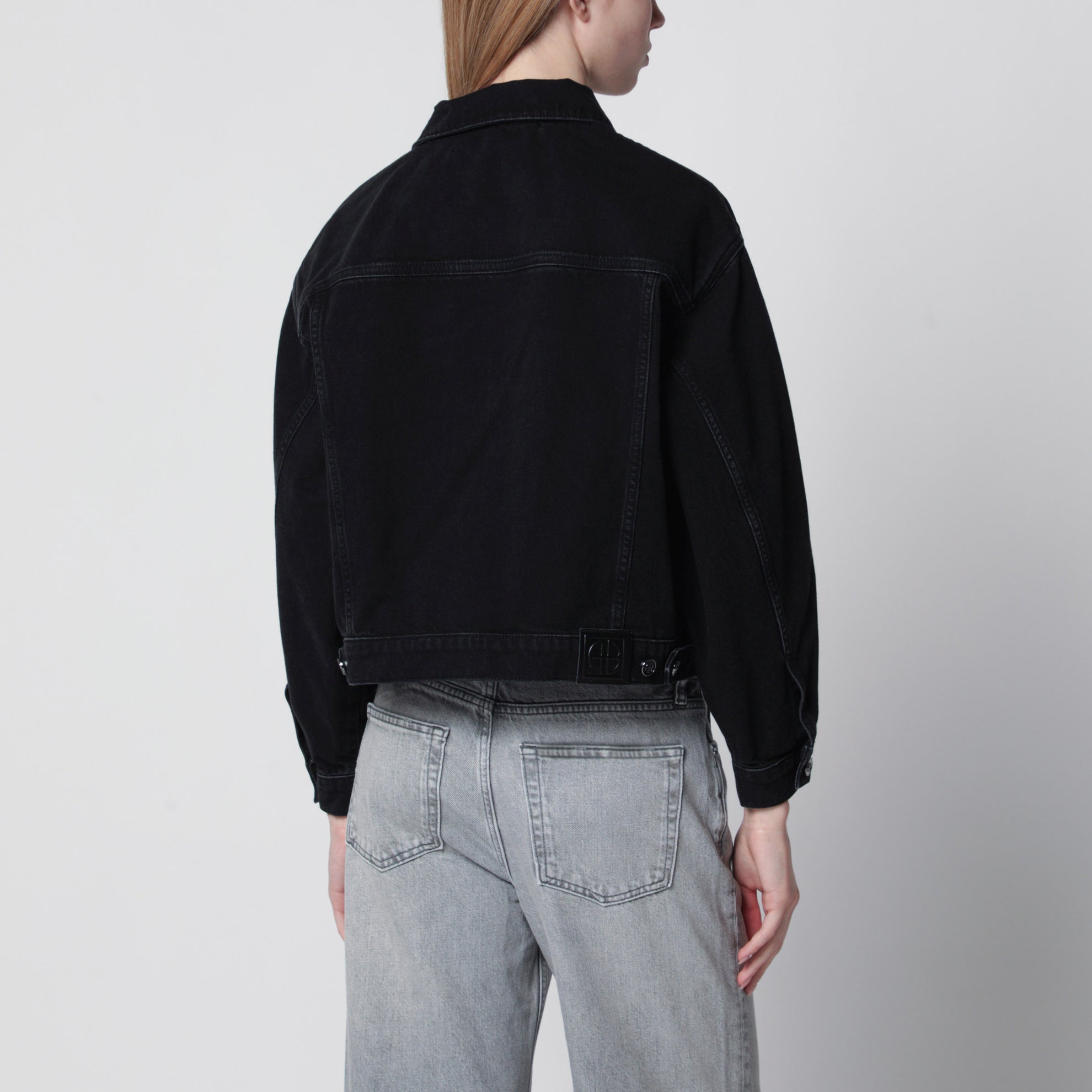 Quincy cropped black denim jacket in cotton