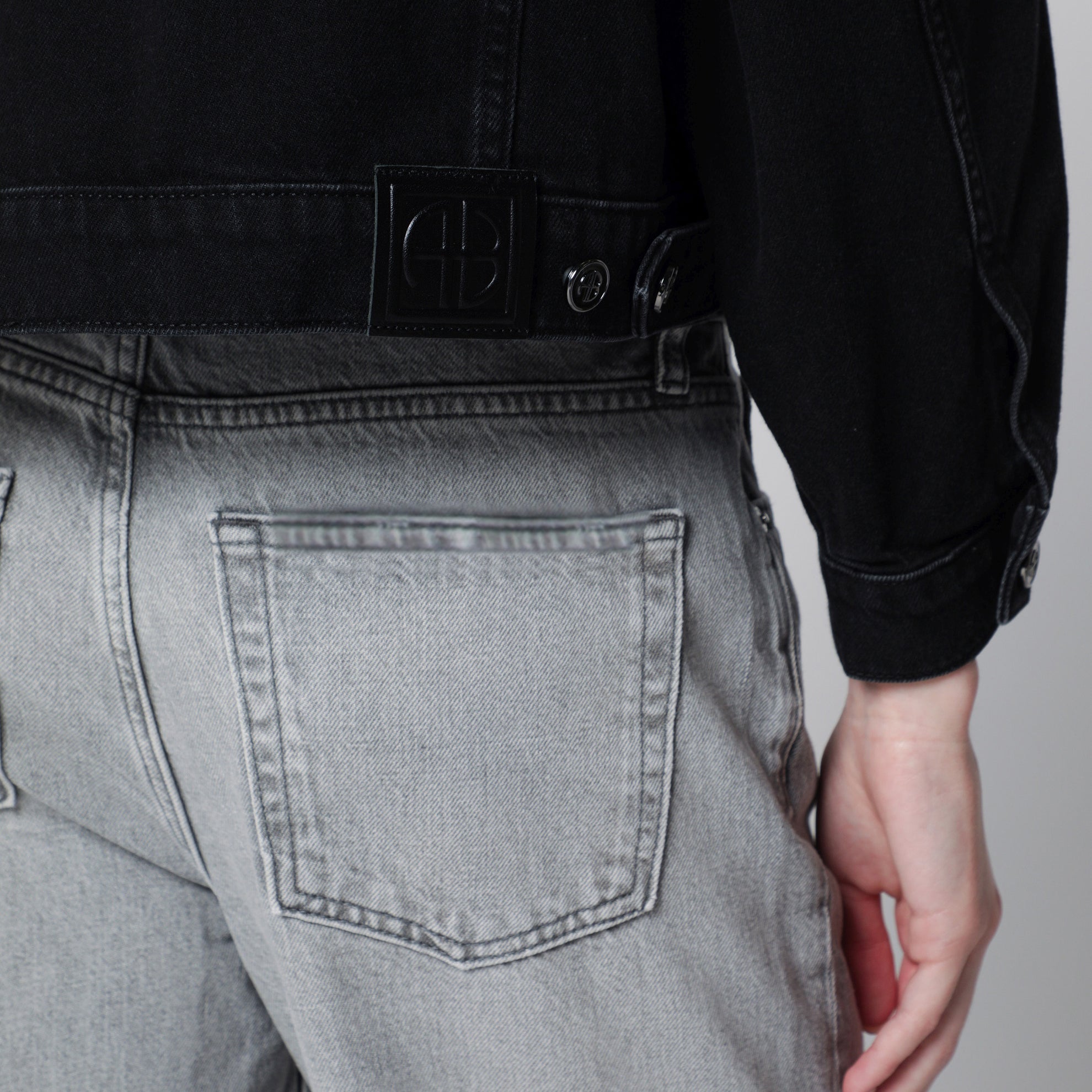 Quincy cropped black denim jacket in cotton