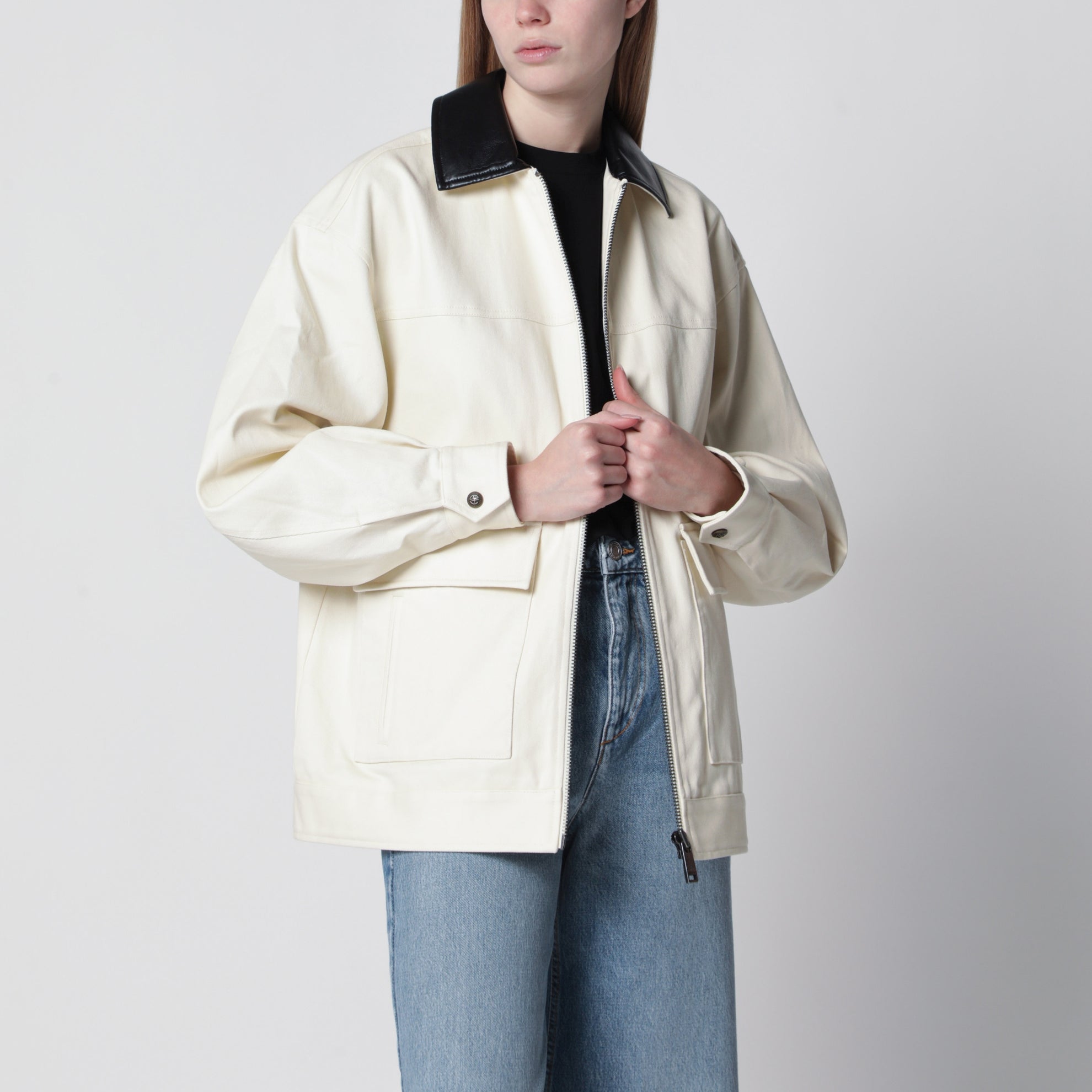 Holden zip jacket in cotton, white