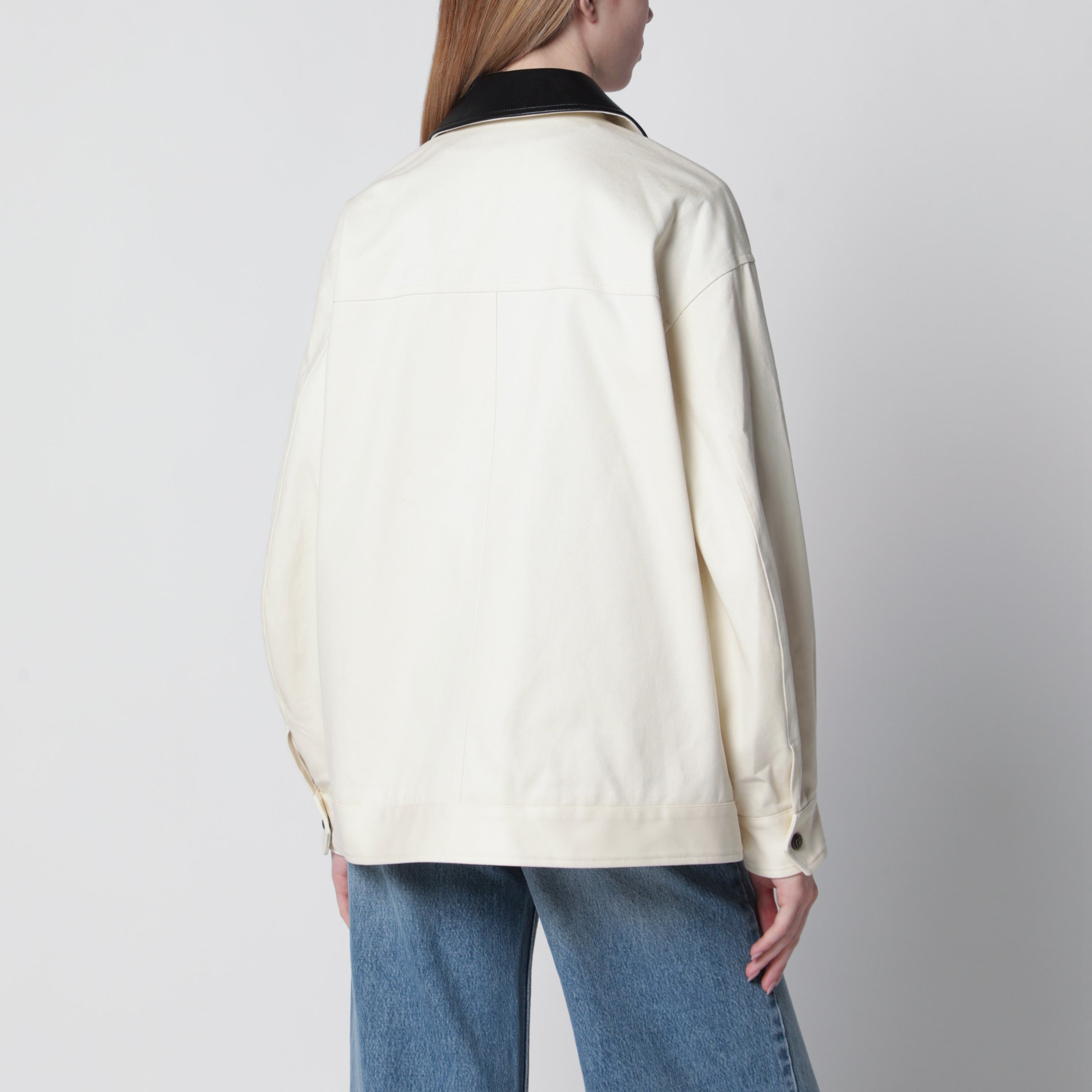 ANINE BING Holden zip jacket in cotton, white | TheDoubleF