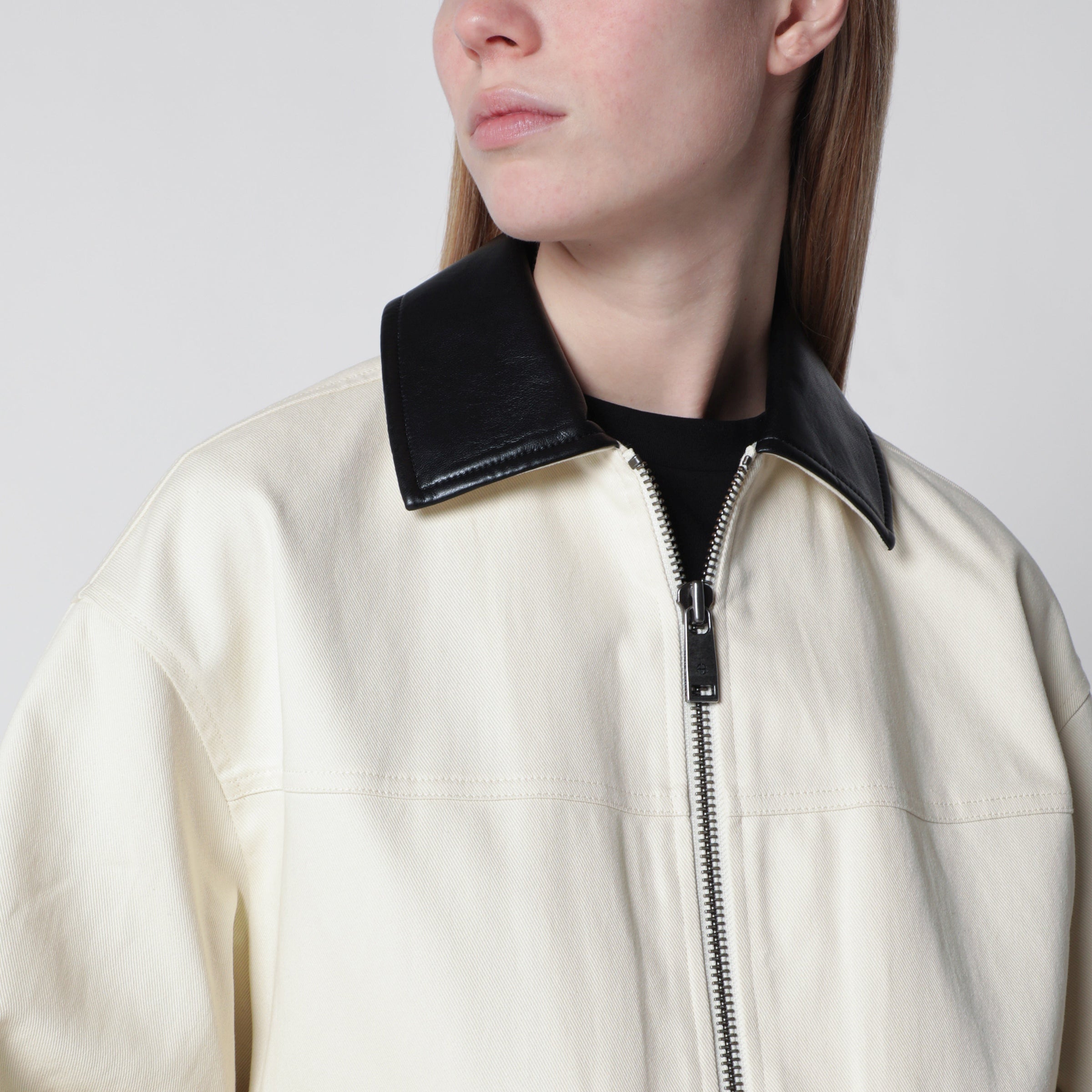 ANINE BING Holden zip jacket in cotton, white | TheDoubleF