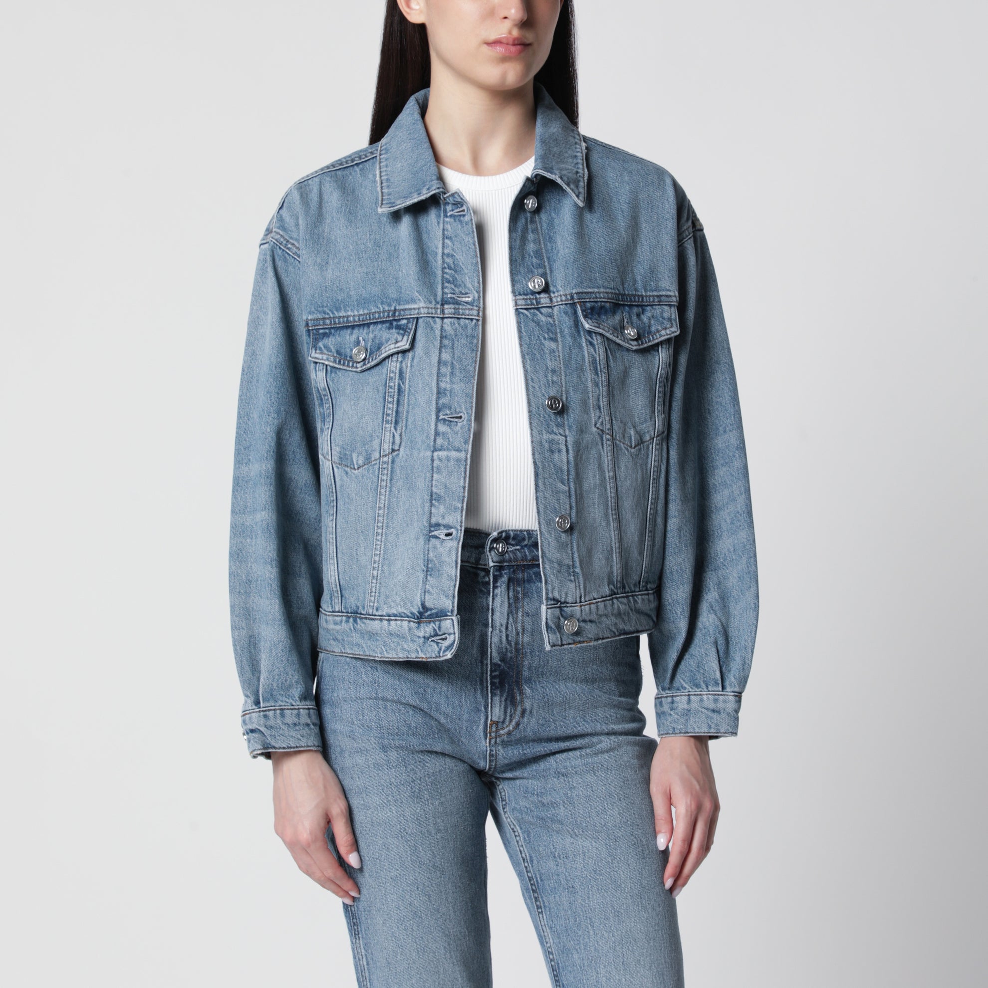 Giacca Quincy in denim blu slavato