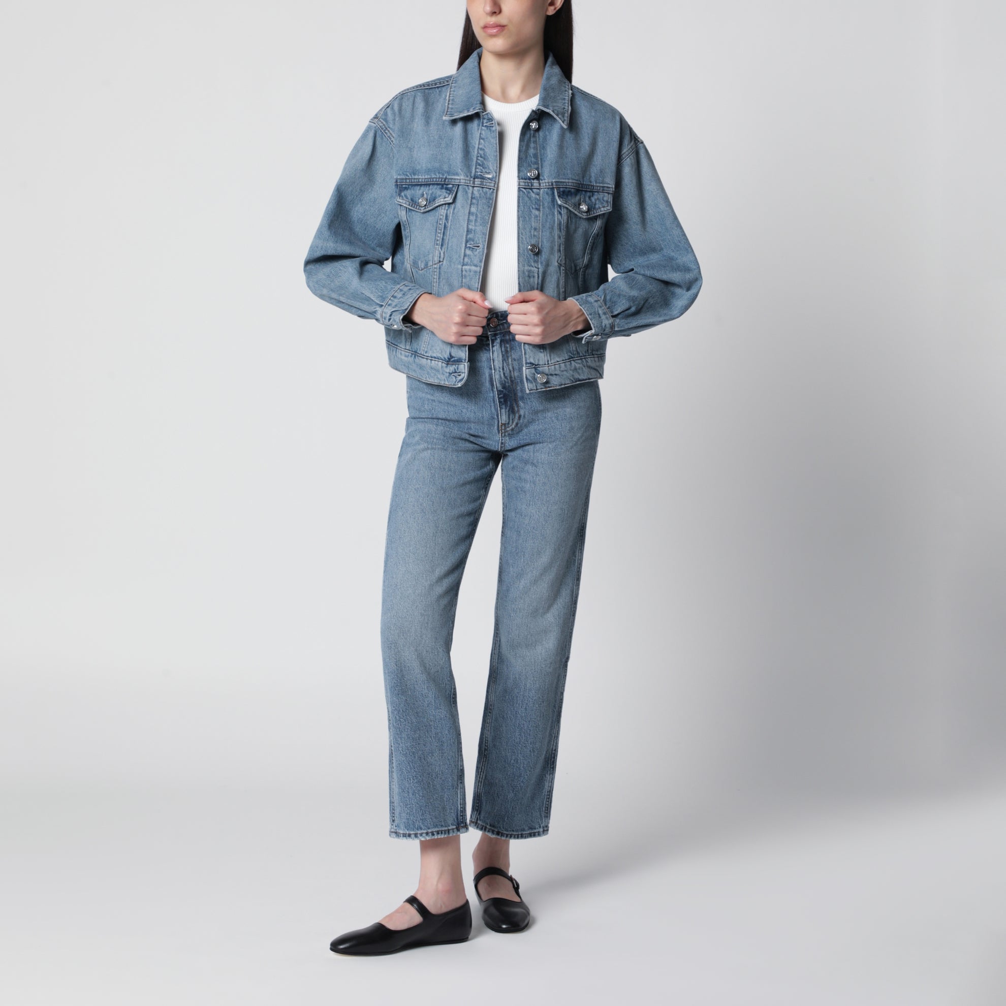 Giacca Quincy in denim blu slavato