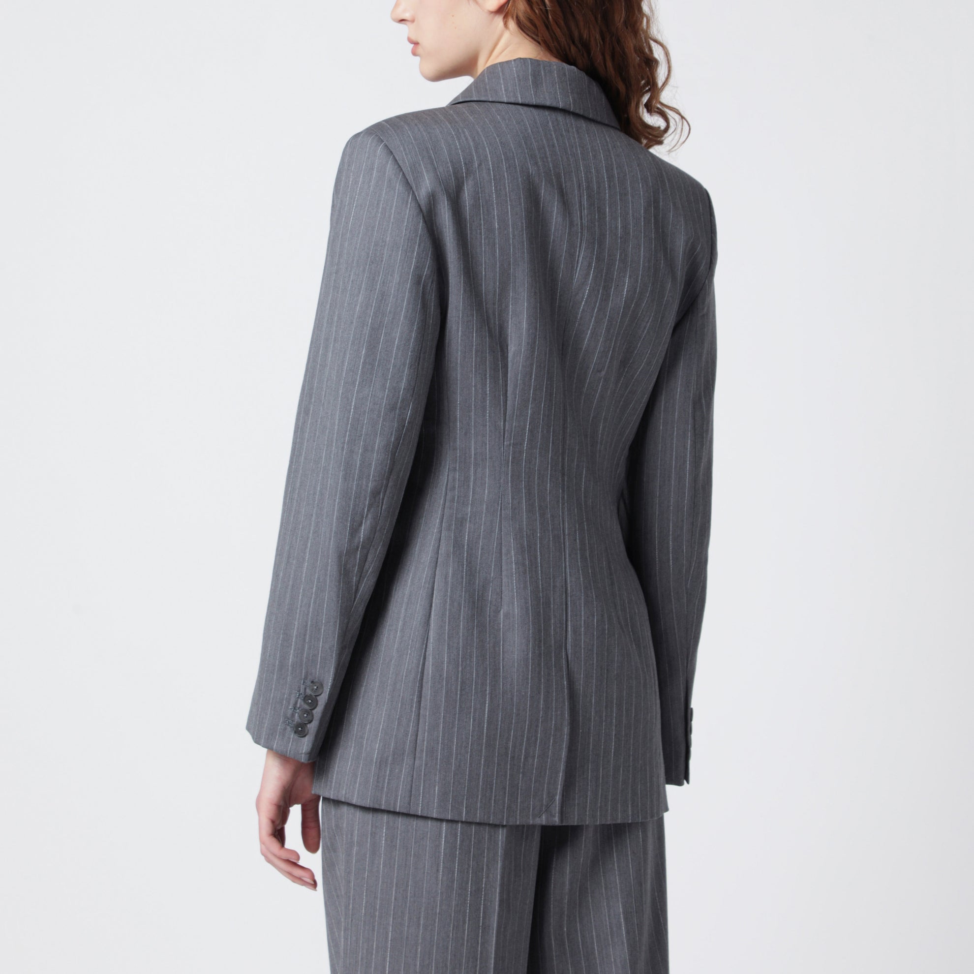 Tiphaine blazer in light grey pinstripe fabric
