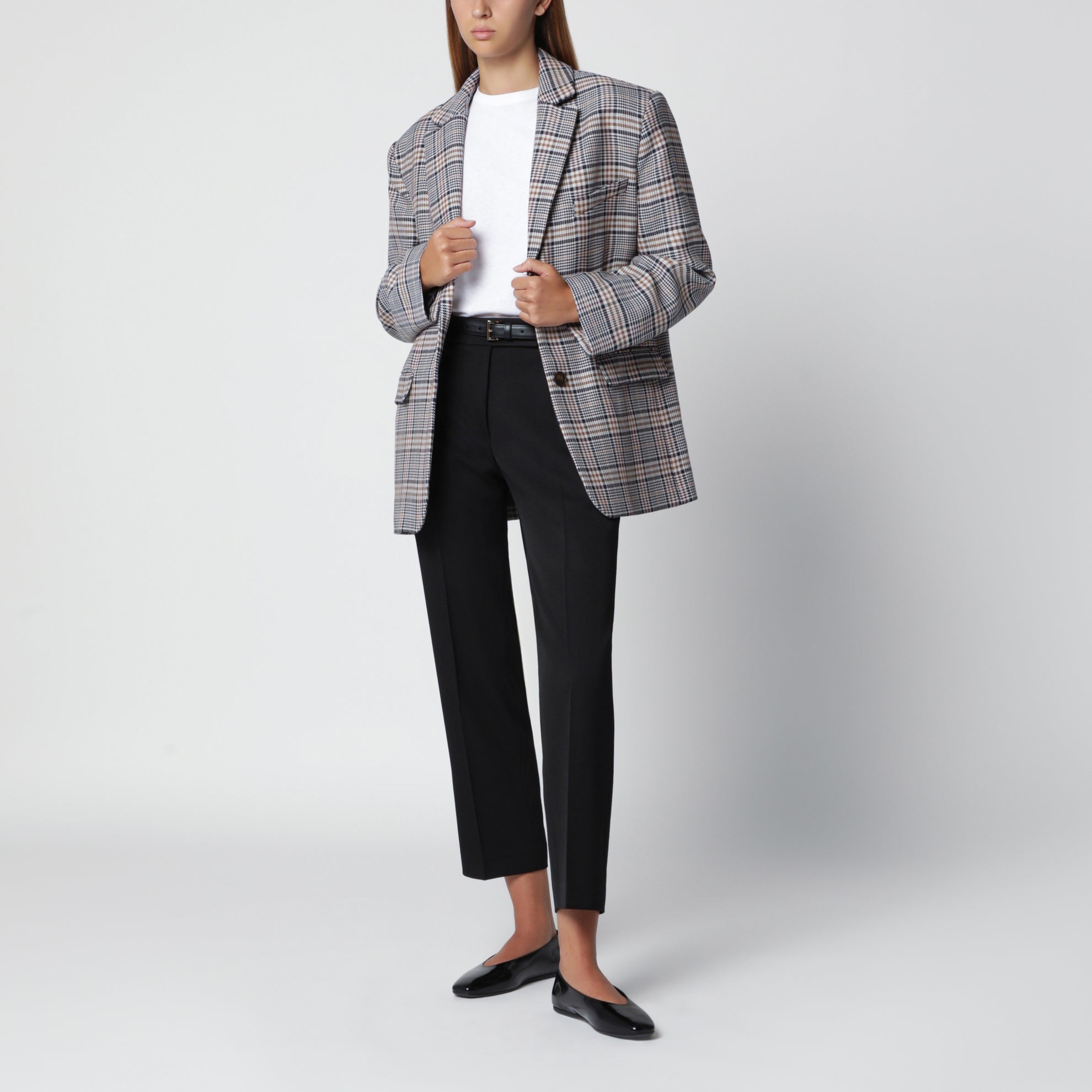 Single-breasted check blazer