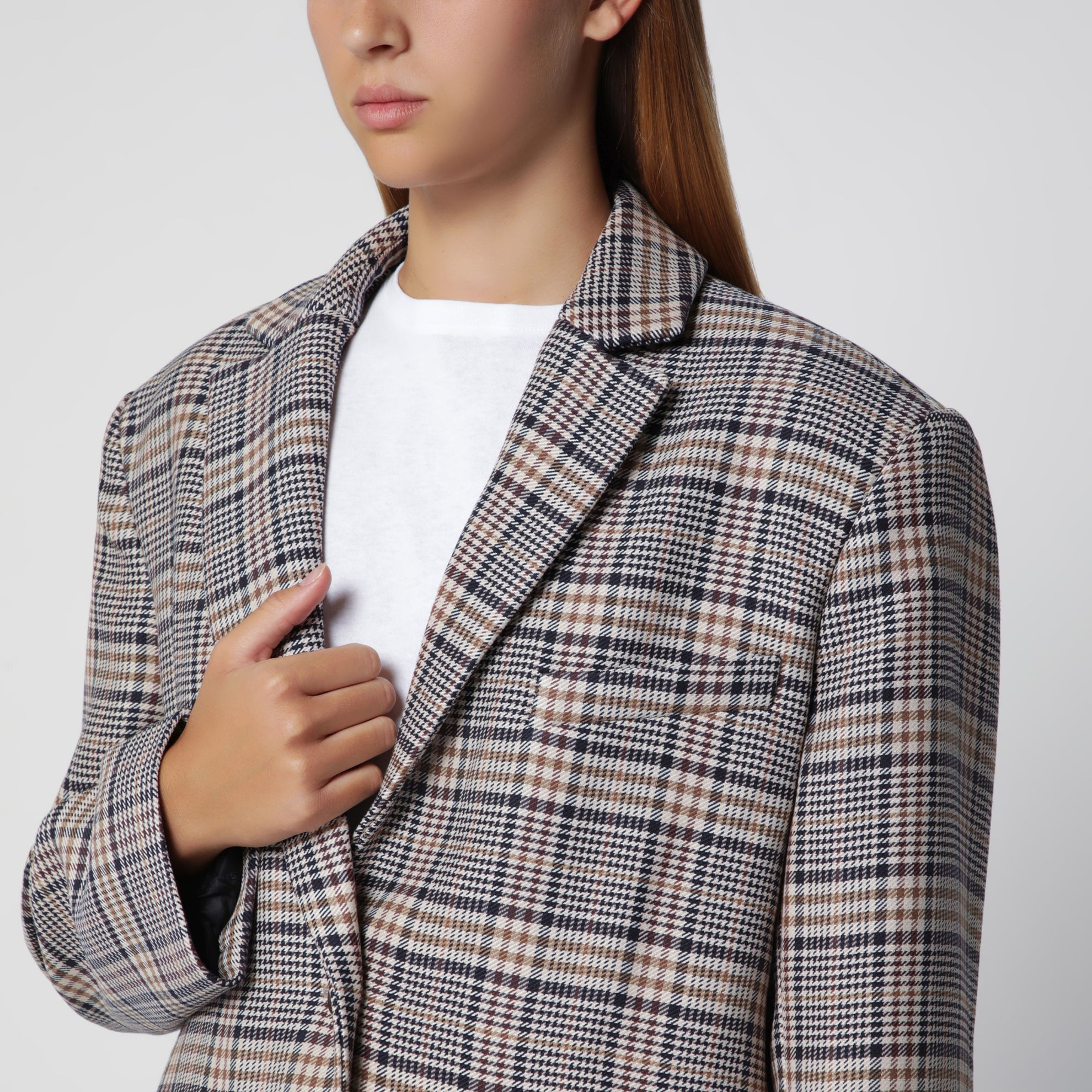 Single-breasted check blazer