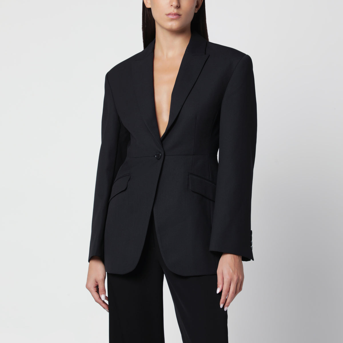 Schwarzer Elga Blazer aus Wollmischung