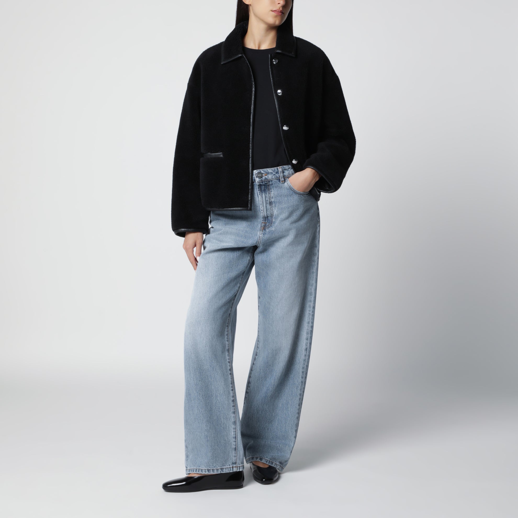 Black shearling-effect jacket