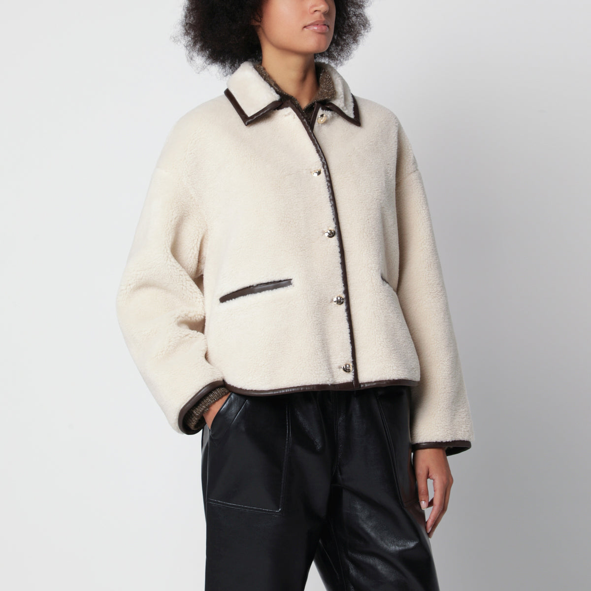 Camden-Jacke in Beige aus Kunstlammfell