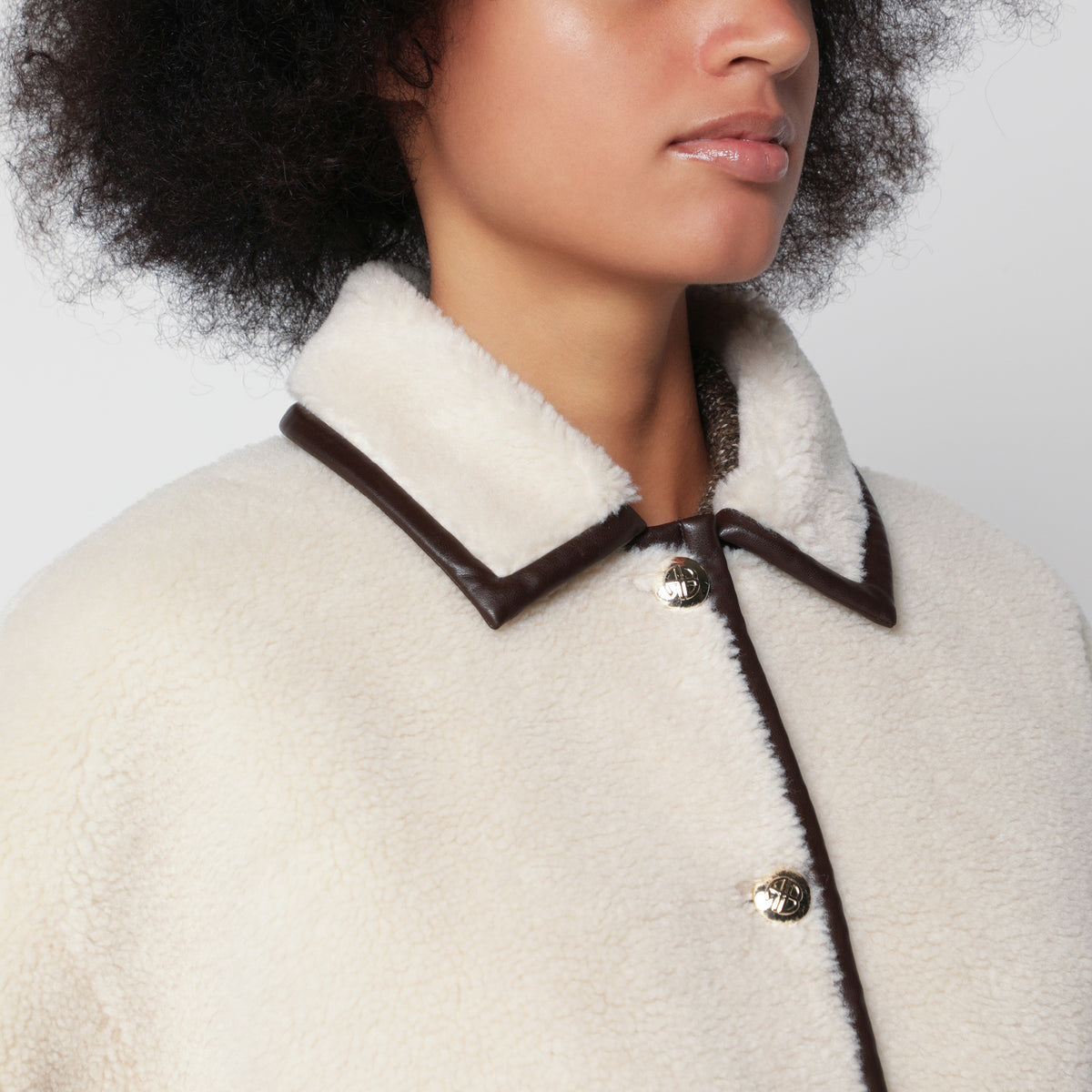Camden-Jacke in Beige aus Kunstlammfell