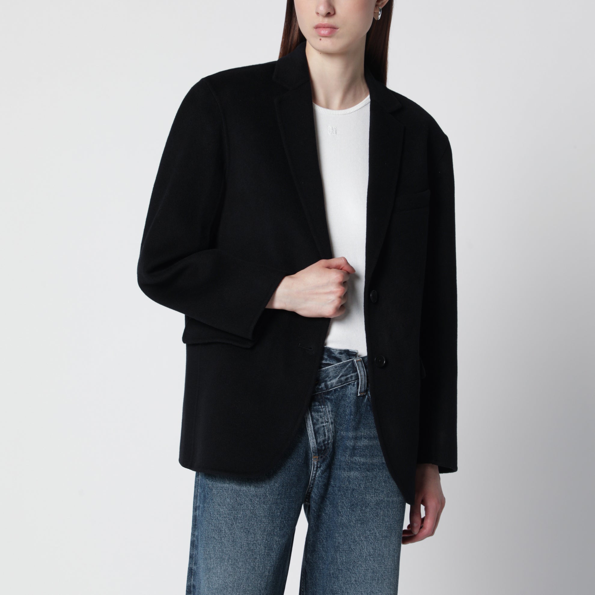 Blazer Quinn oversize in lana e cashmere nero