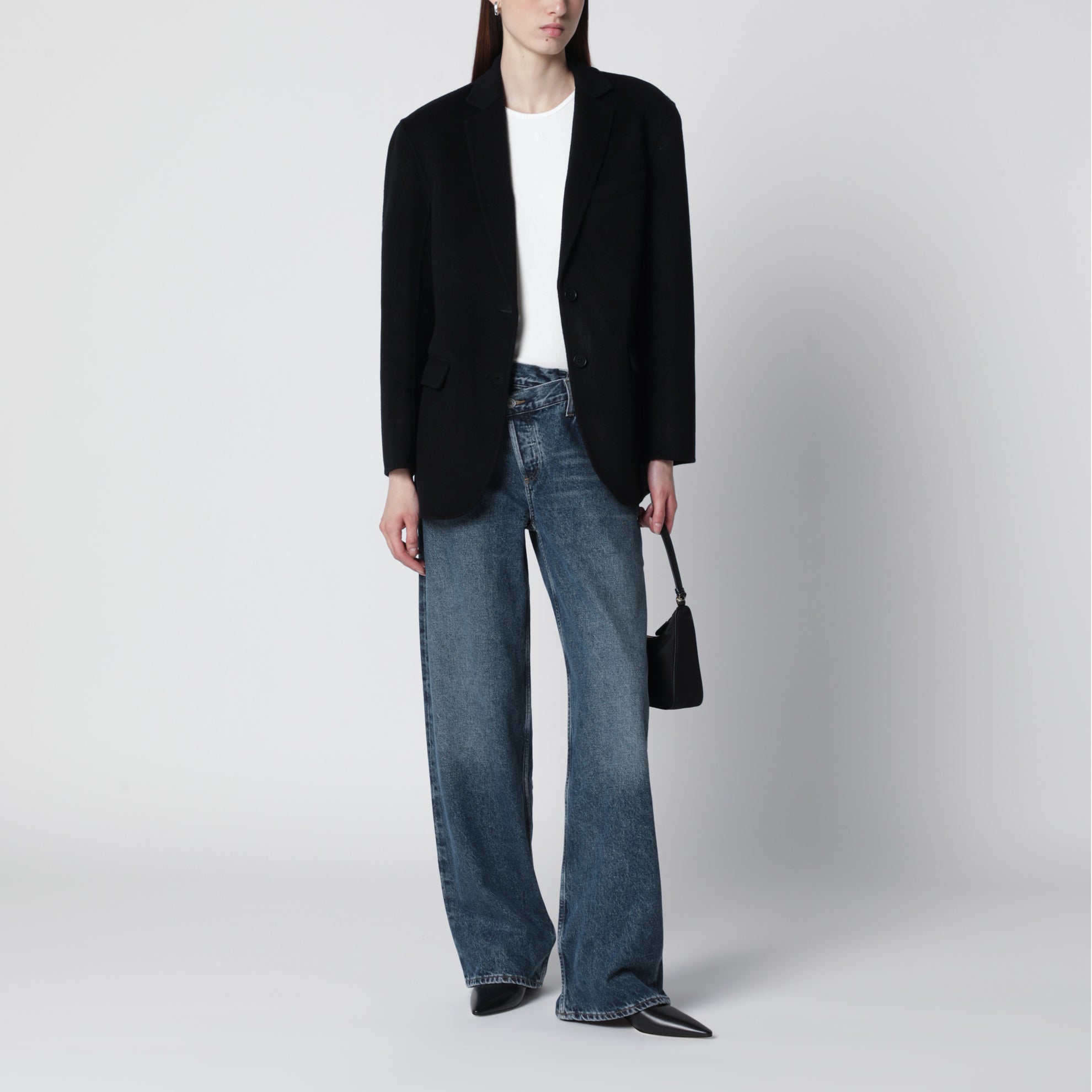 Blazer Quinn oversize in lana e cashmere nero
