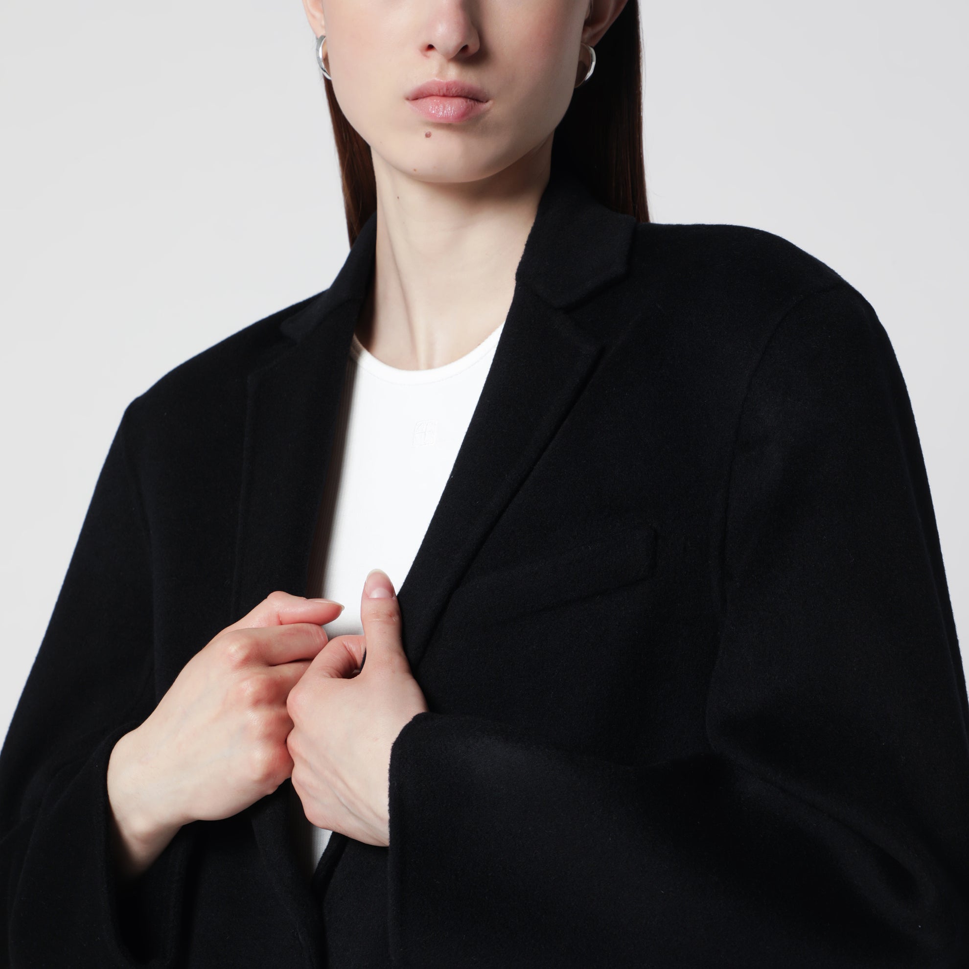 Blazer Quinn oversize in lana e cashmere nero