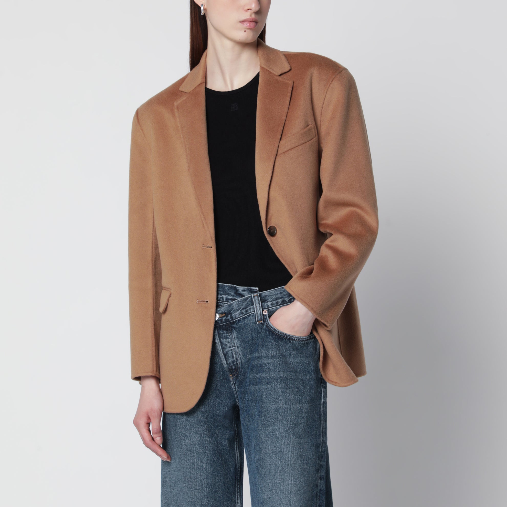 Quinn Blazer oversize aus Woll-Kaschmir in Camel