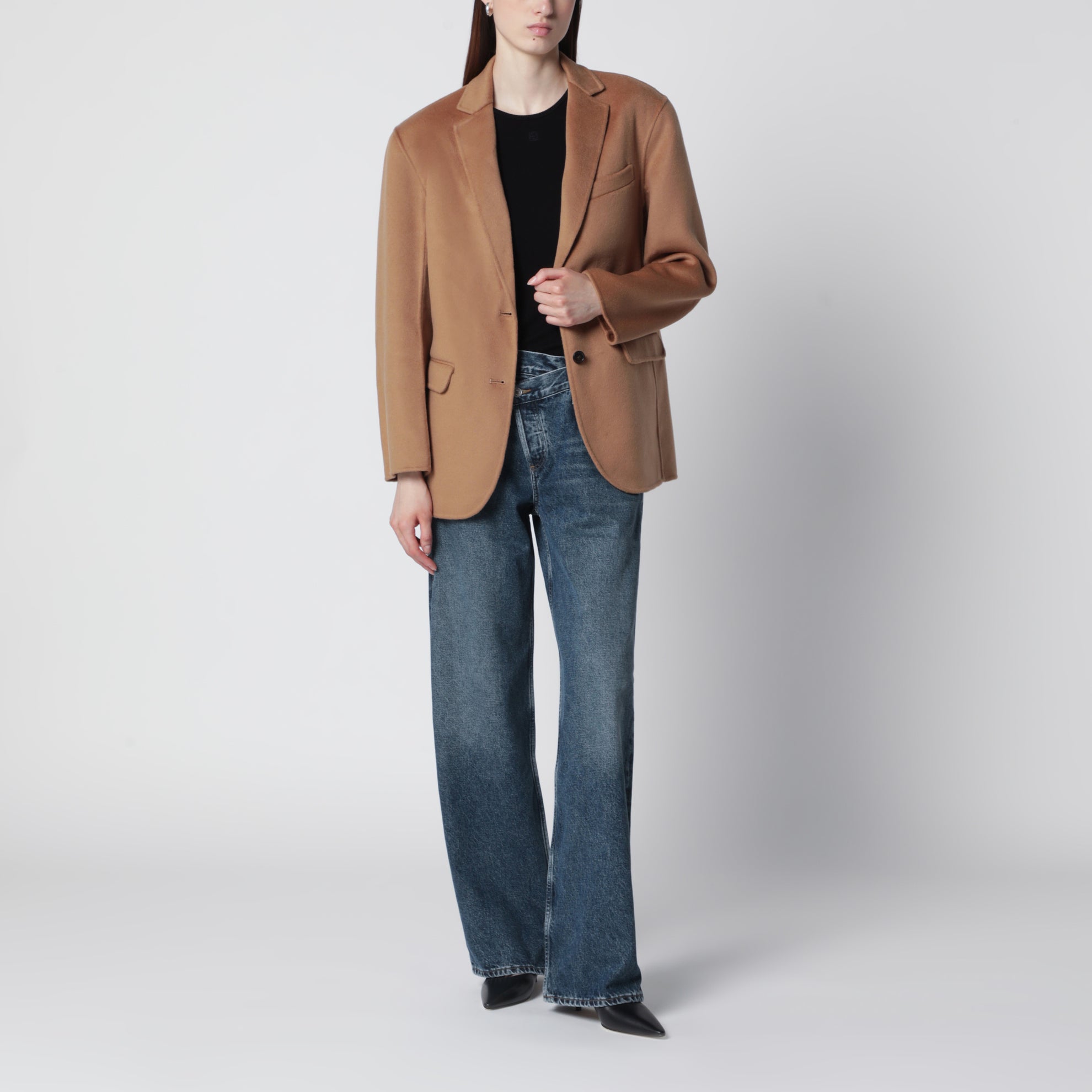 Quinn Blazer oversize aus Woll-Kaschmir in Camel