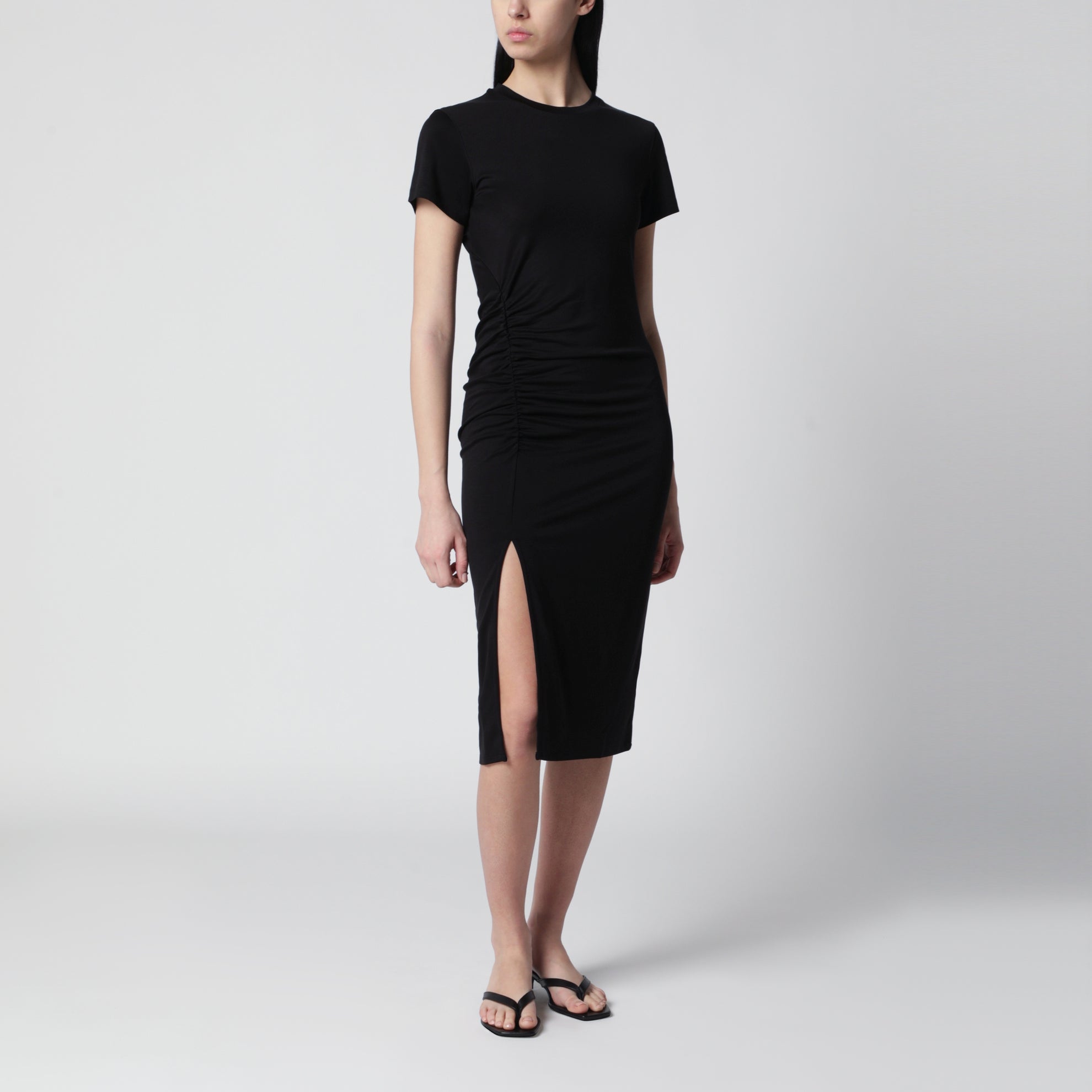 Vida midi dress in stretch jersey black