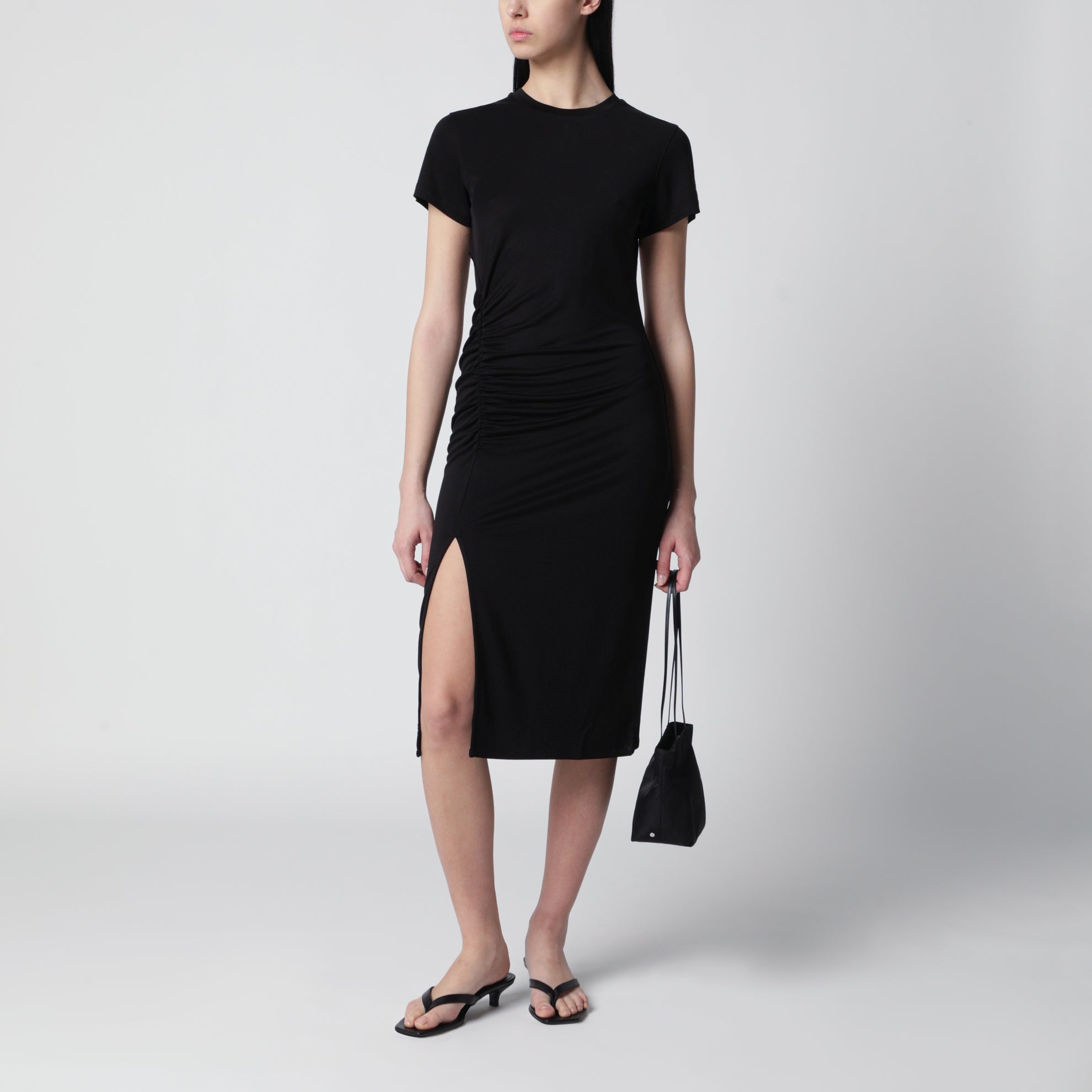 Vida midi dress in stretch jersey black