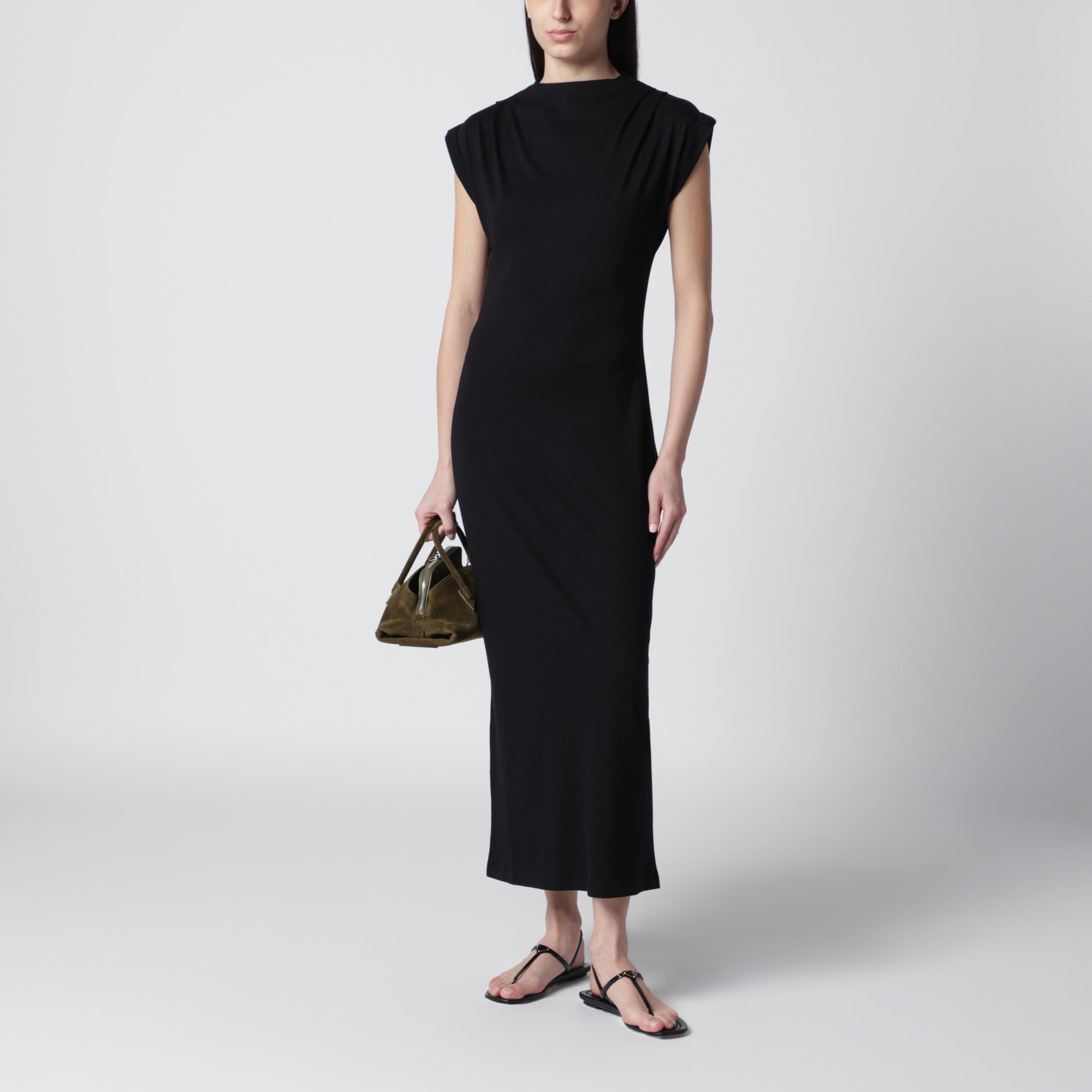 Alix black cotton-blend dress