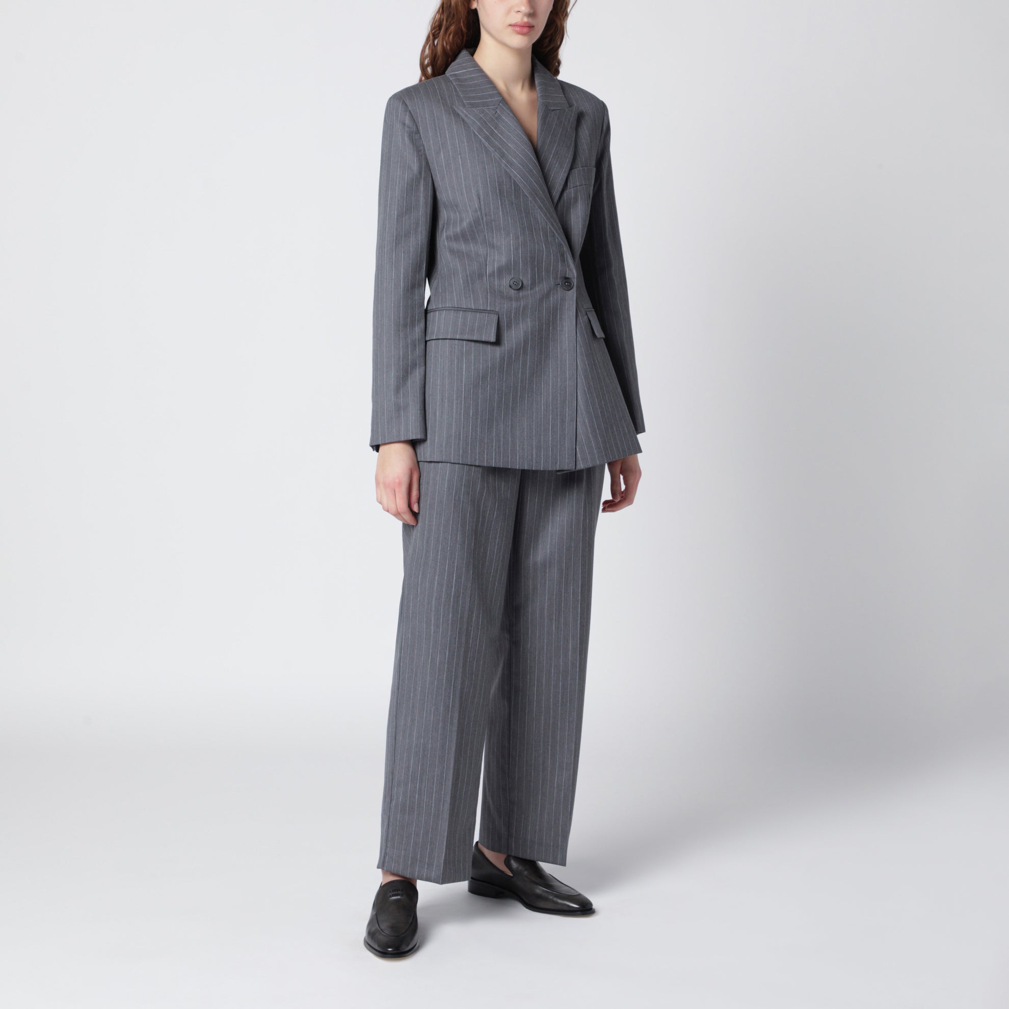 Trent cropped trousers in light grey fabric