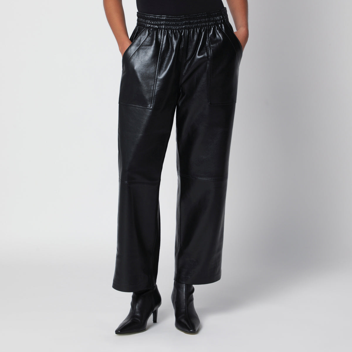 Pantaloni Billy neri in pelle riciclata