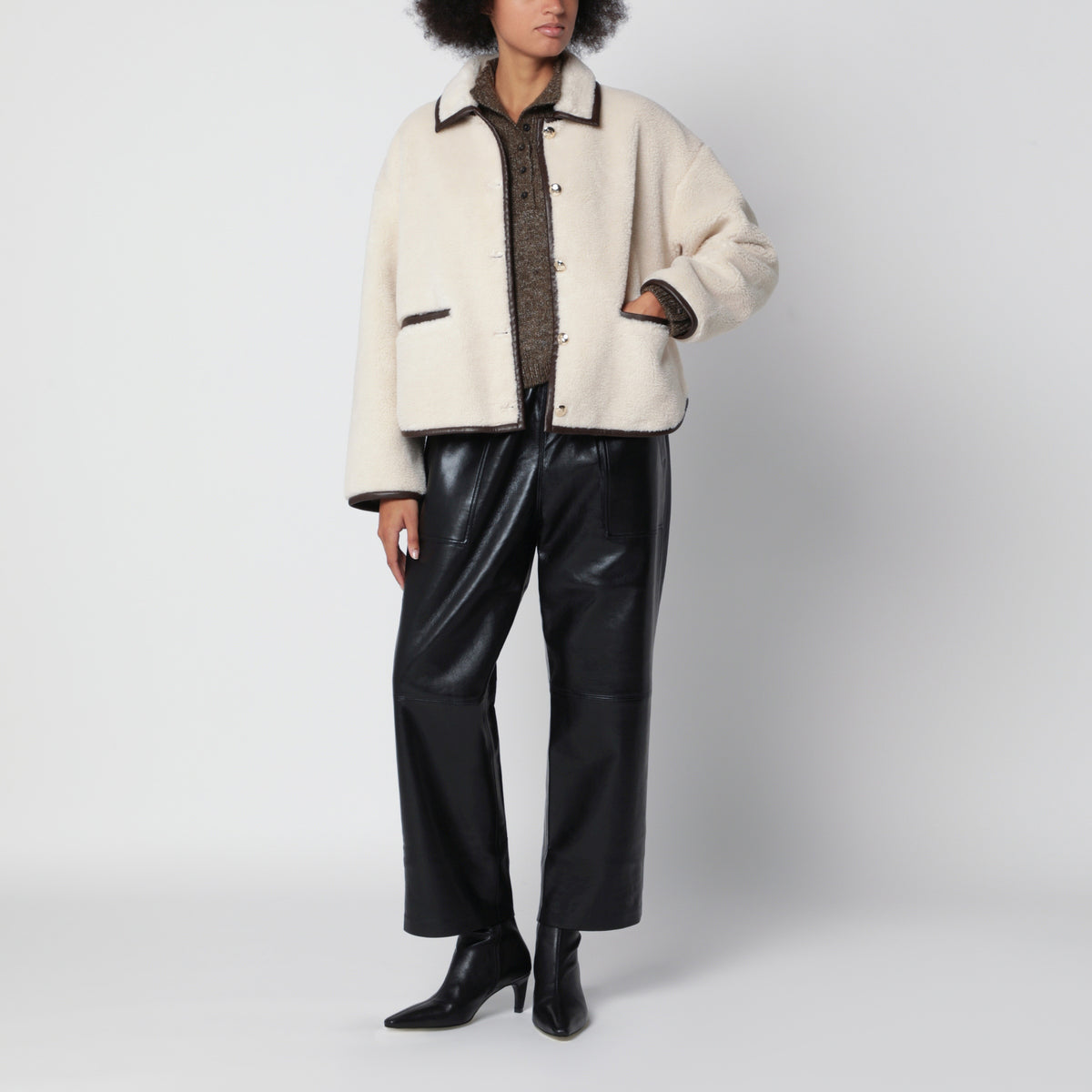 Pantaloni Billy neri in pelle riciclata