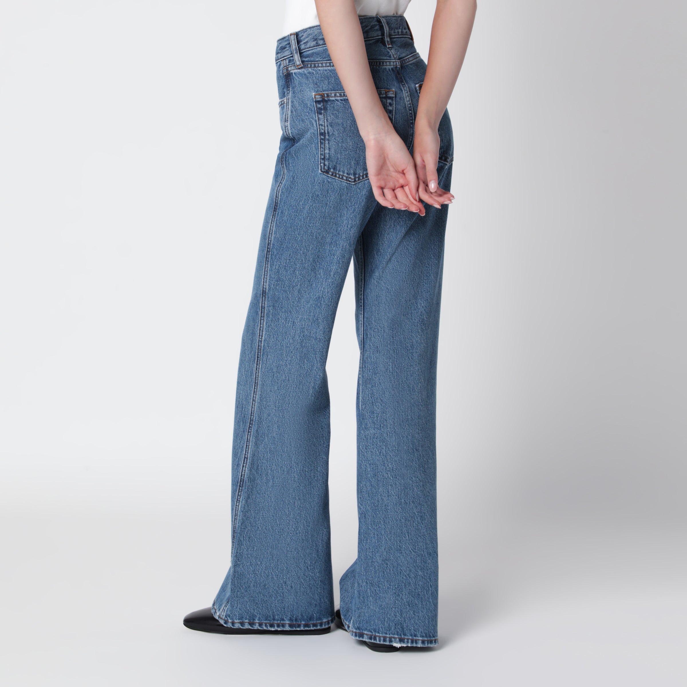 ANINE BING Wyatt flared jeans in Freshwater Blue wash | TheDoubleF