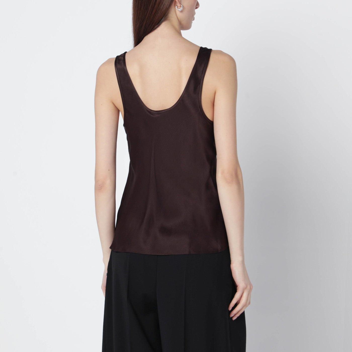 Top Lea marrone in seta