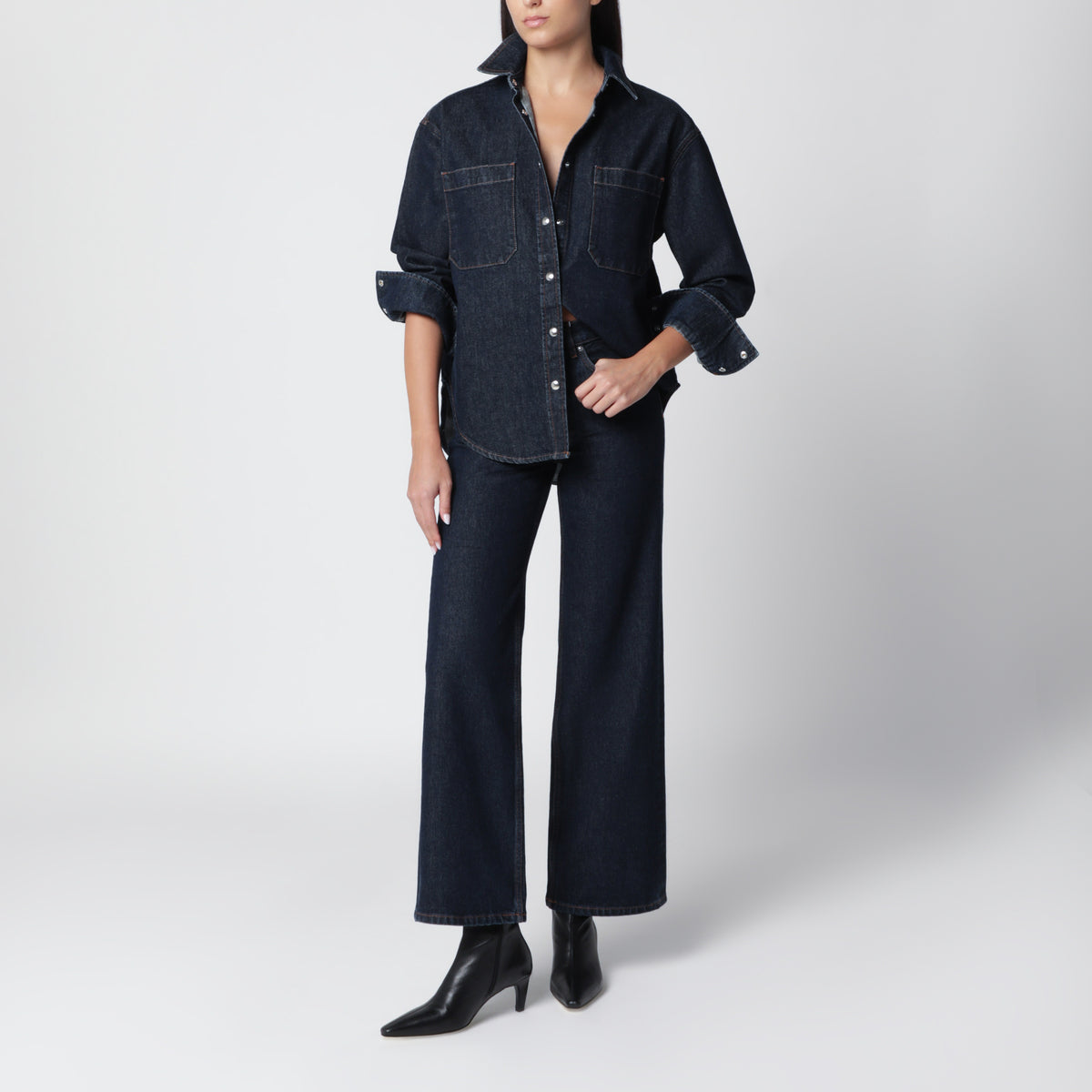 Camicia Samy blu in denim di cotone