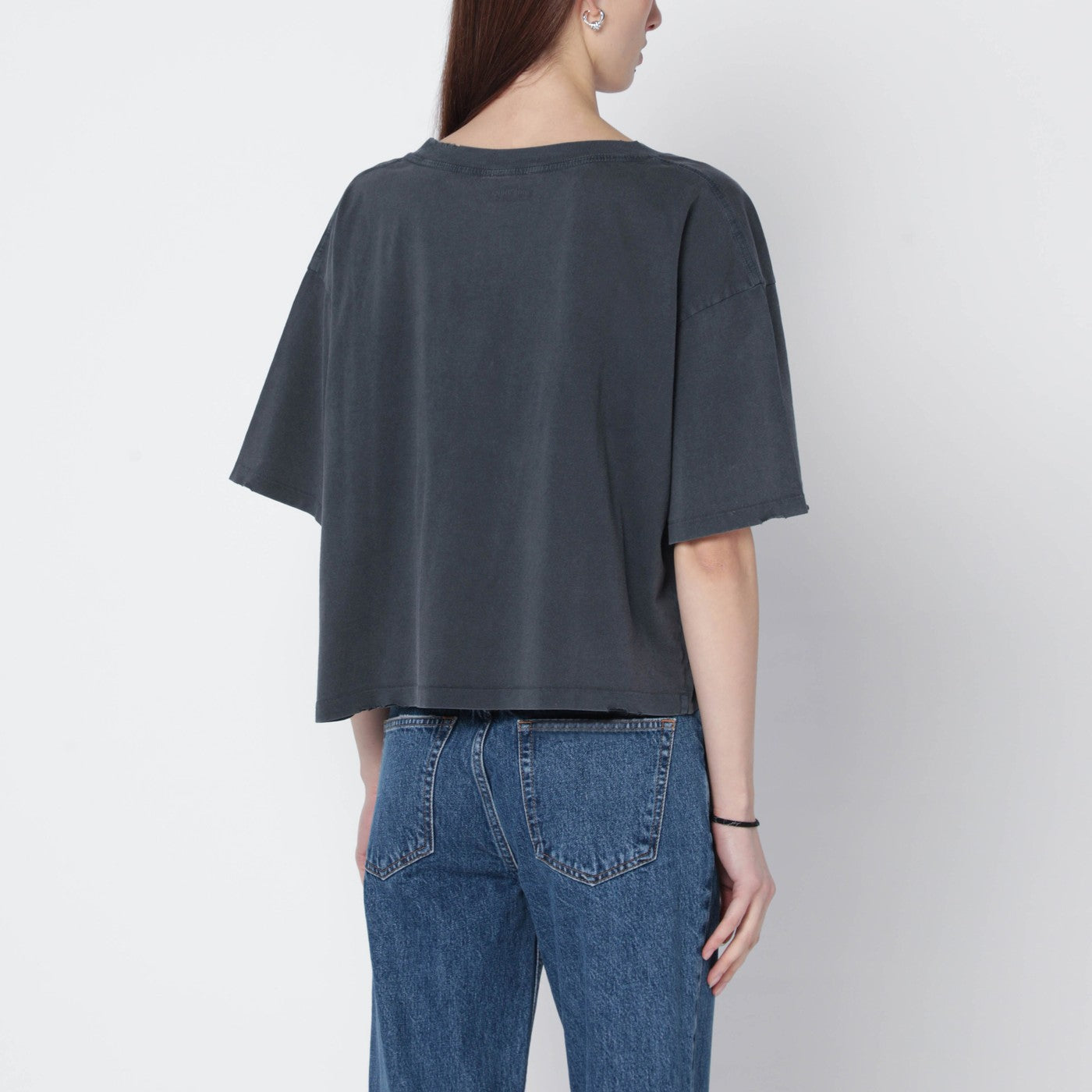 Black washed cropped Johnny T-shirt