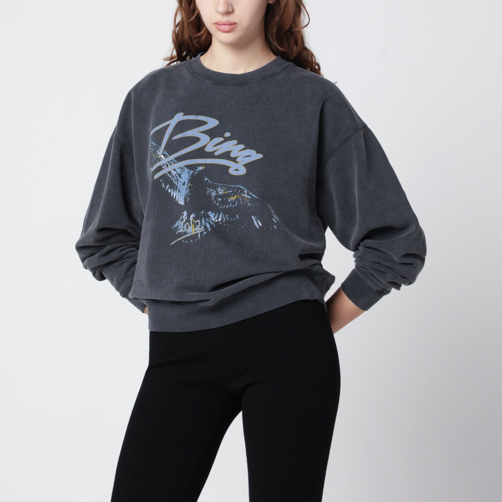 Spencer Eagle washed black sweatshirt
