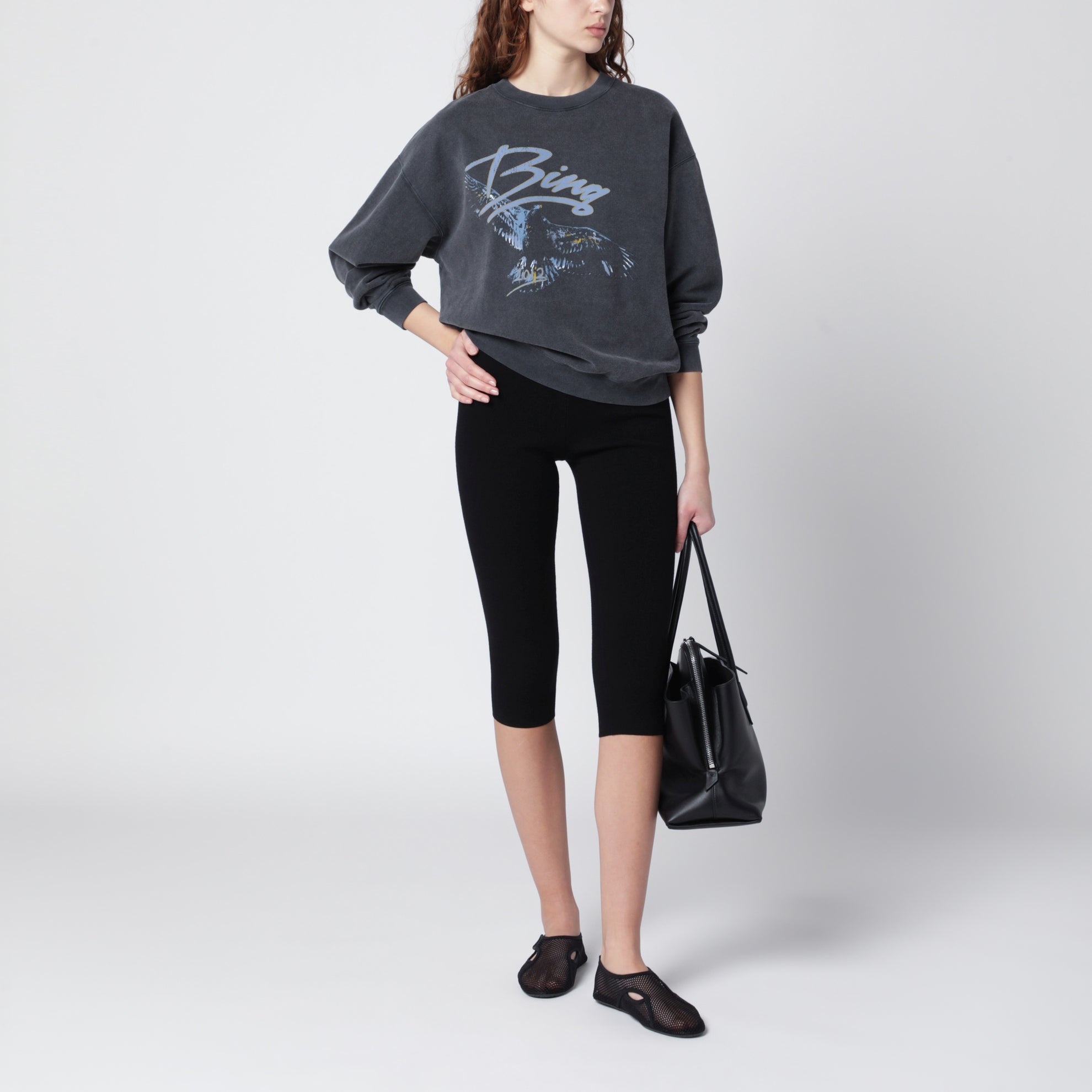 Spencer Eagle washed black sweatshirt