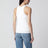 Cream ribbed tank top with logo embroidery