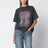 T-shirt Cade nera slavata in cotone