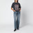 T-shirt Cade nera slavata in cotone
