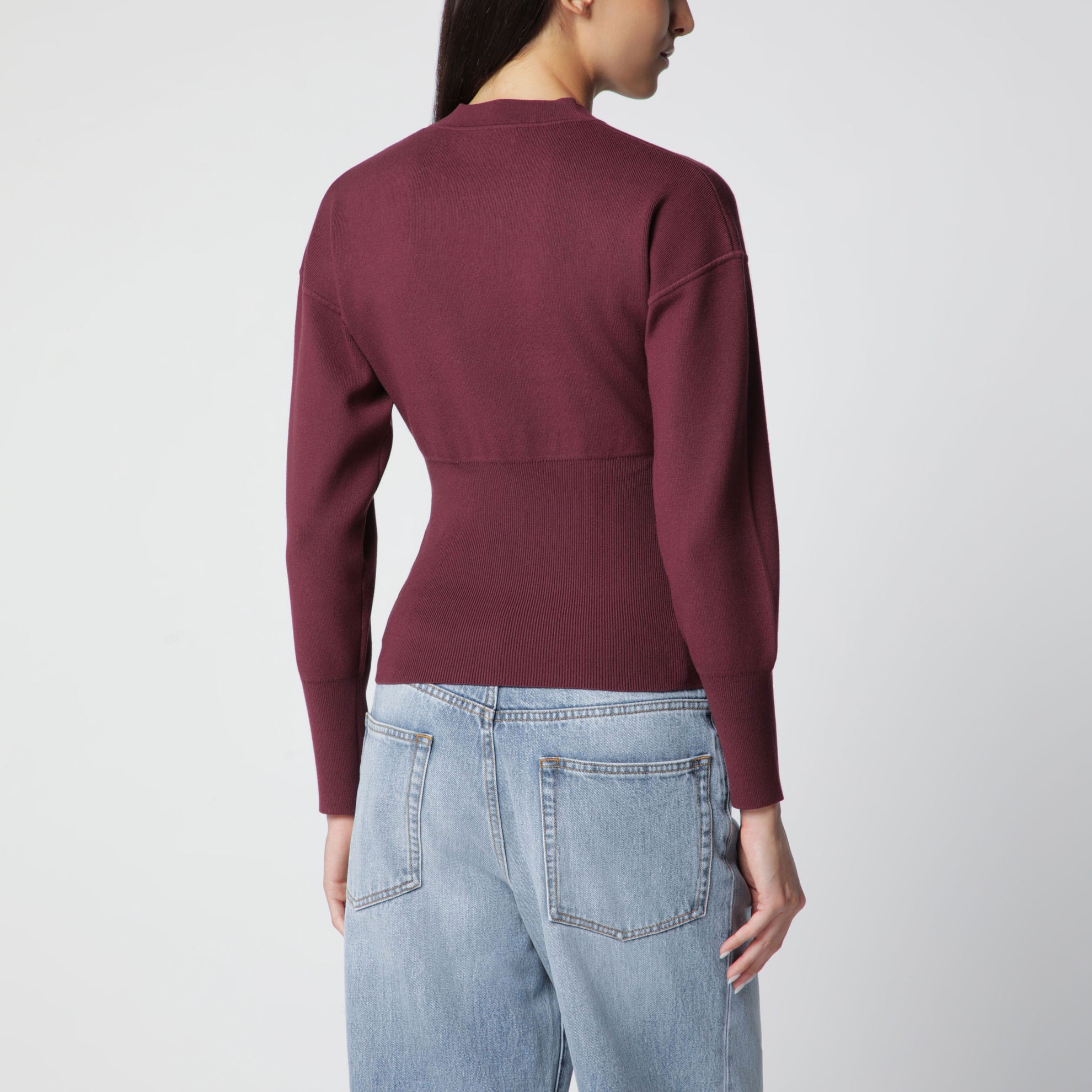 Burgunderroter Pullover aus Viskosemischung