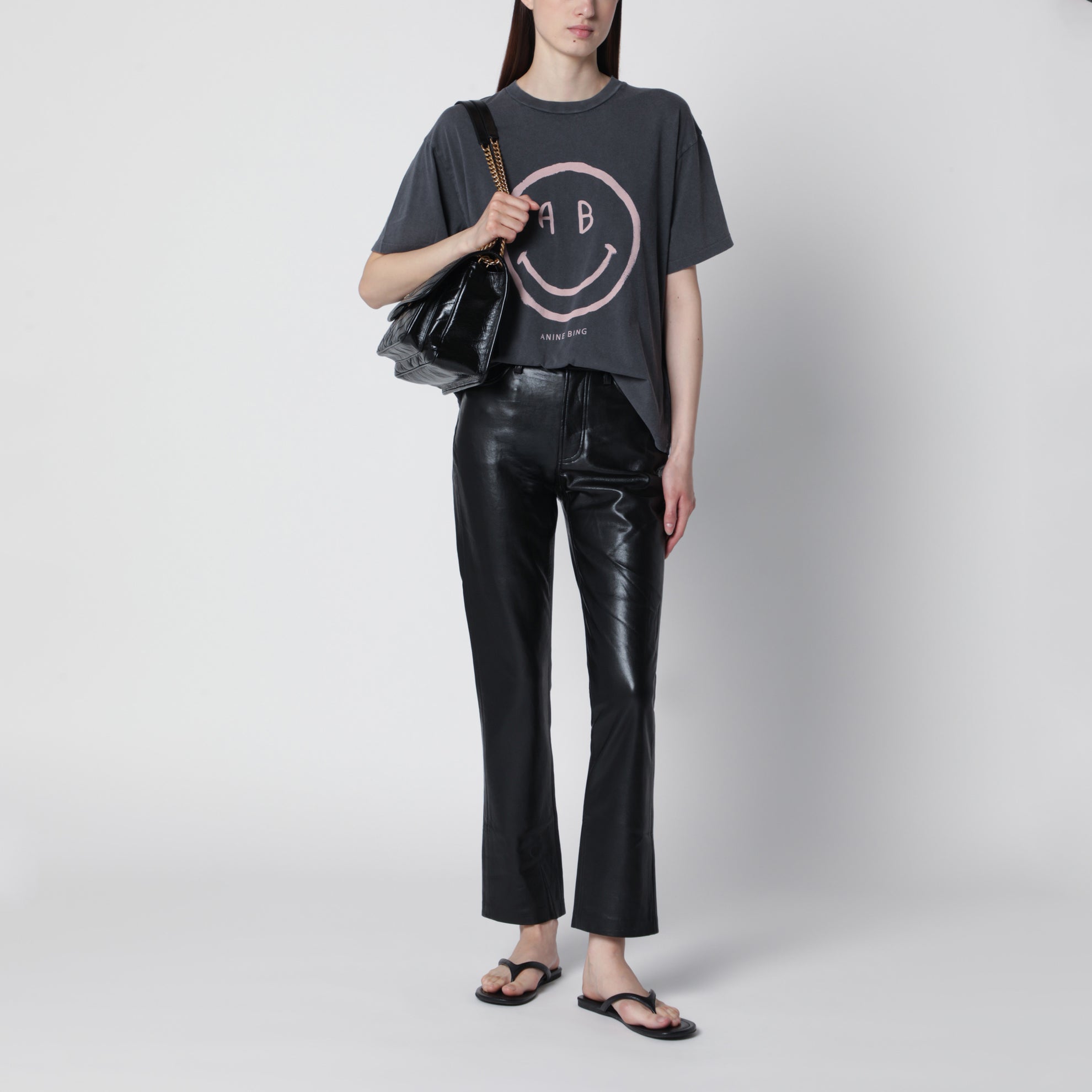 T-shirt Cade Tee Smiley in cotone grigio lavato