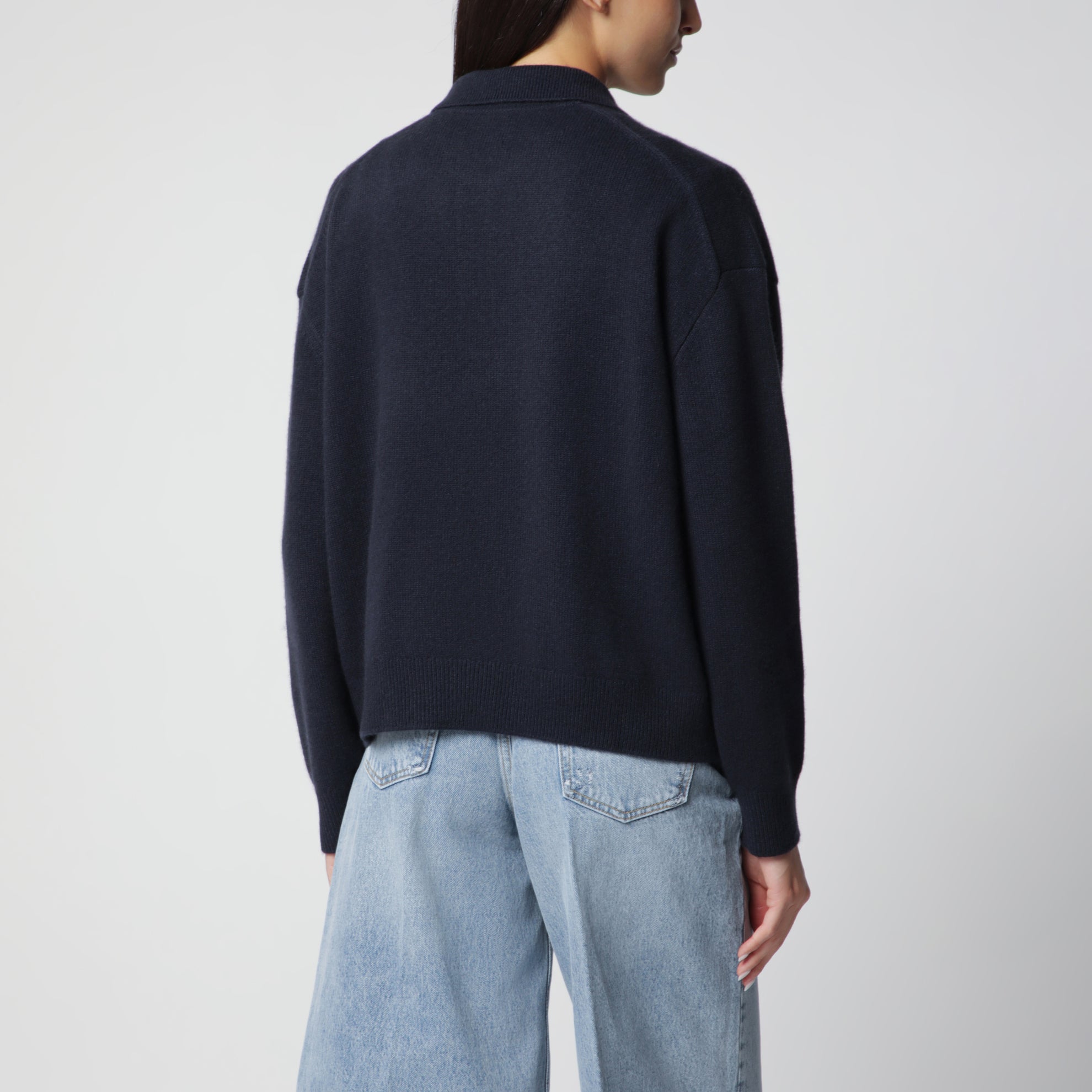 Navy cashmere polo sweater