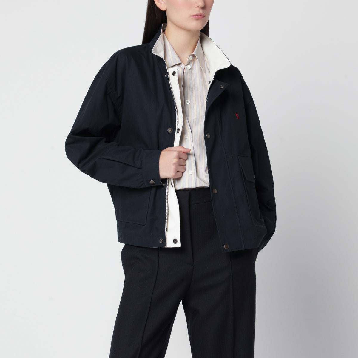 Wendbare Cassandre Jacke in Navy/Ecru aus Baumwolle