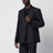 Black and grey double-breasted silk jacket