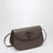 Small shoulder bag in dark taupe leather with bamboo closure