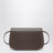 Small shoulder bag in dark taupe leather with bamboo closure