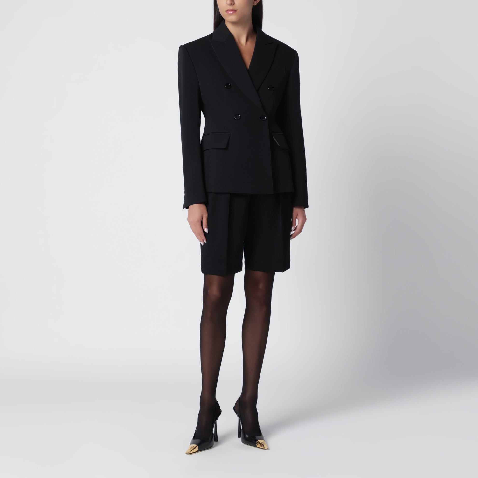 Tailored black wool Bermuda shorts