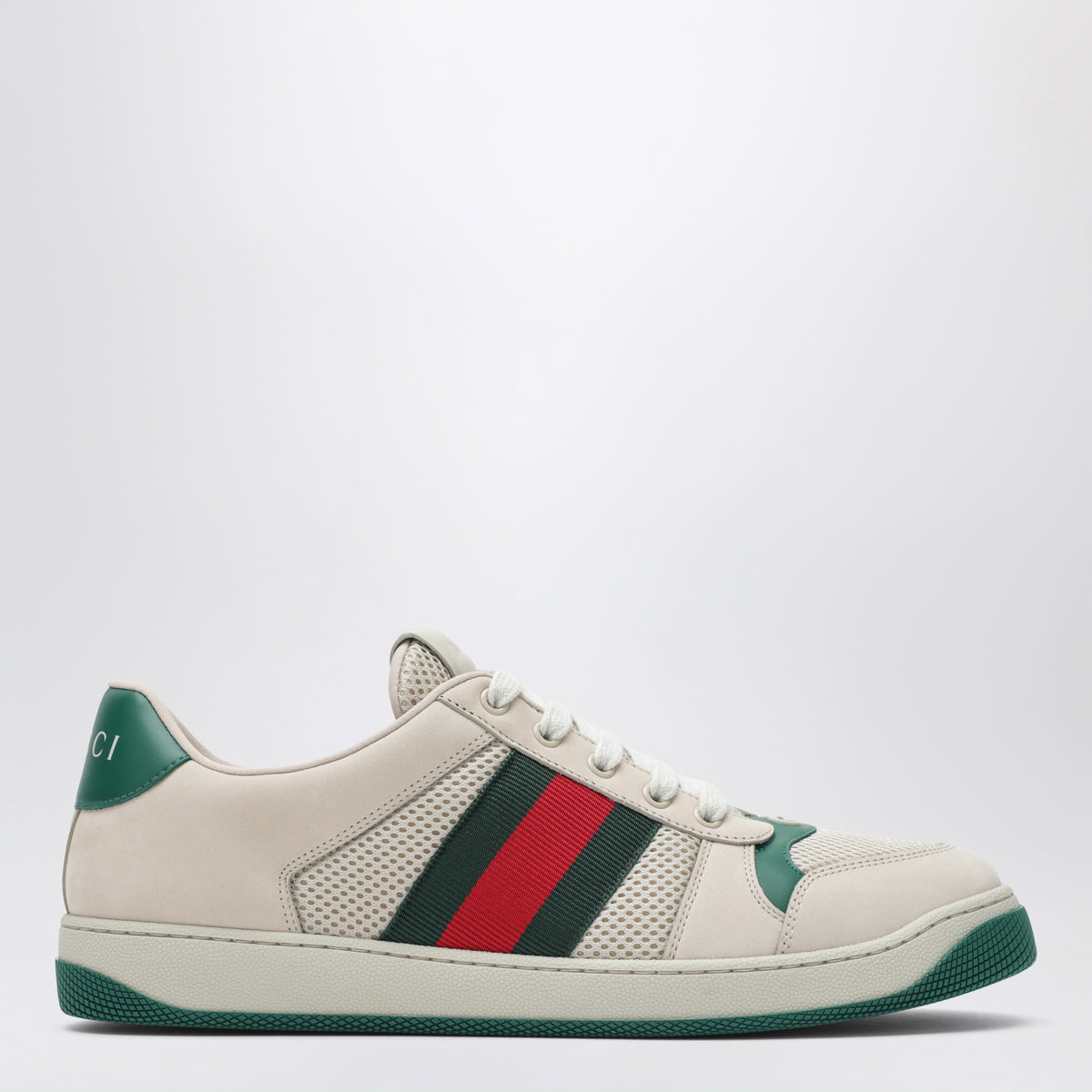 GUCCI Screener sneakers in white/green mesh and leather | TheDoubleF