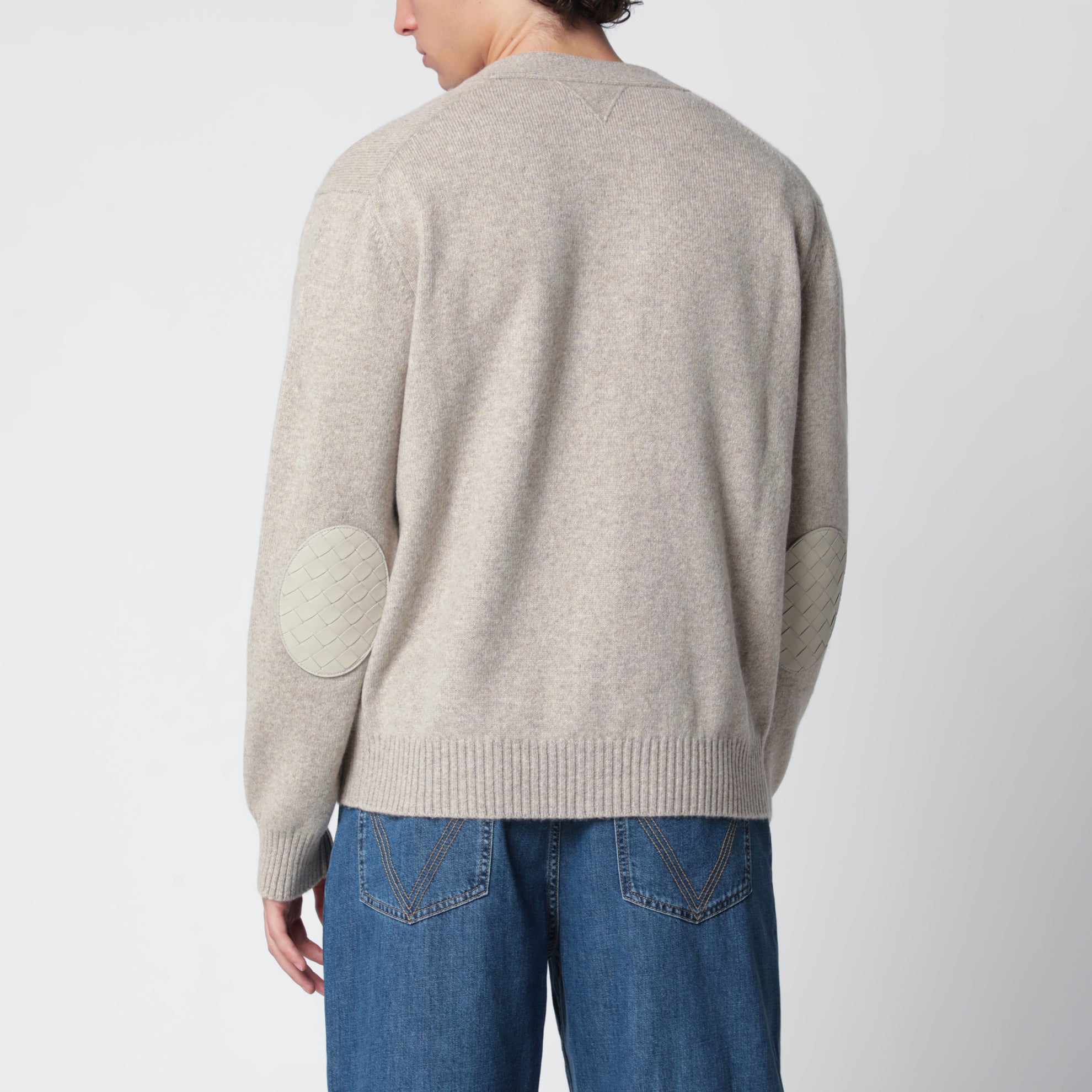 Cardigan greige mélange in misto cashmere
