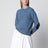 Kaschmirpullover in Denimblau mit Intrecciato-Einsätzen