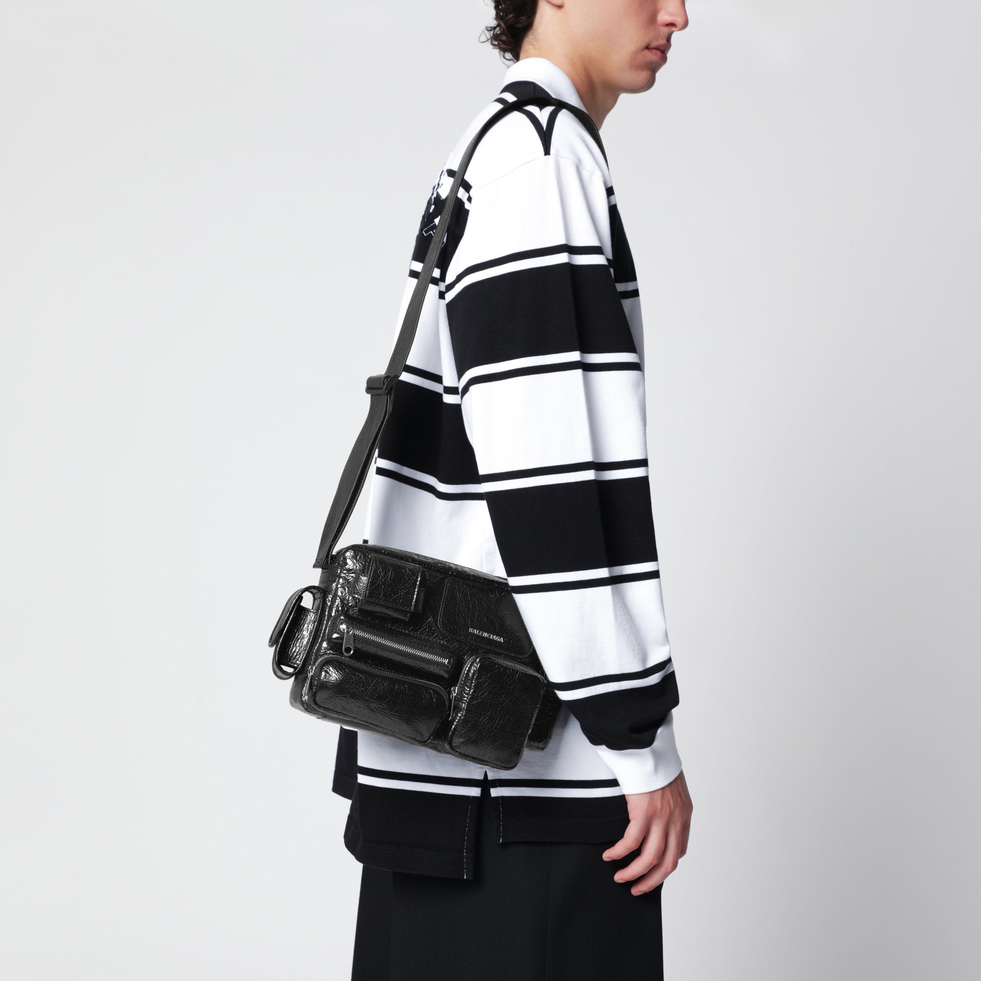 Superbusy camera bag in black Arena lambskin