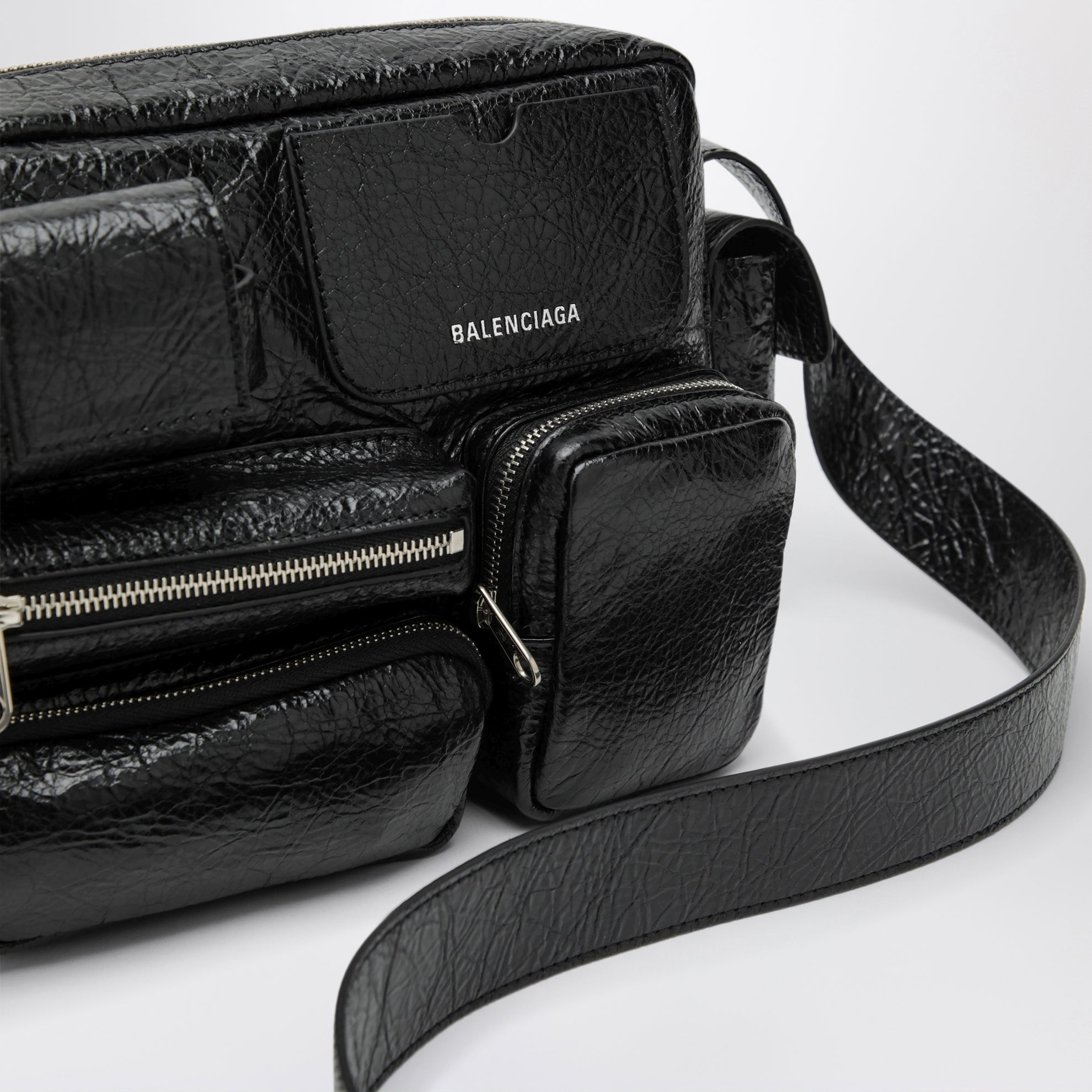 Superbusy camera bag in black Arena lambskin