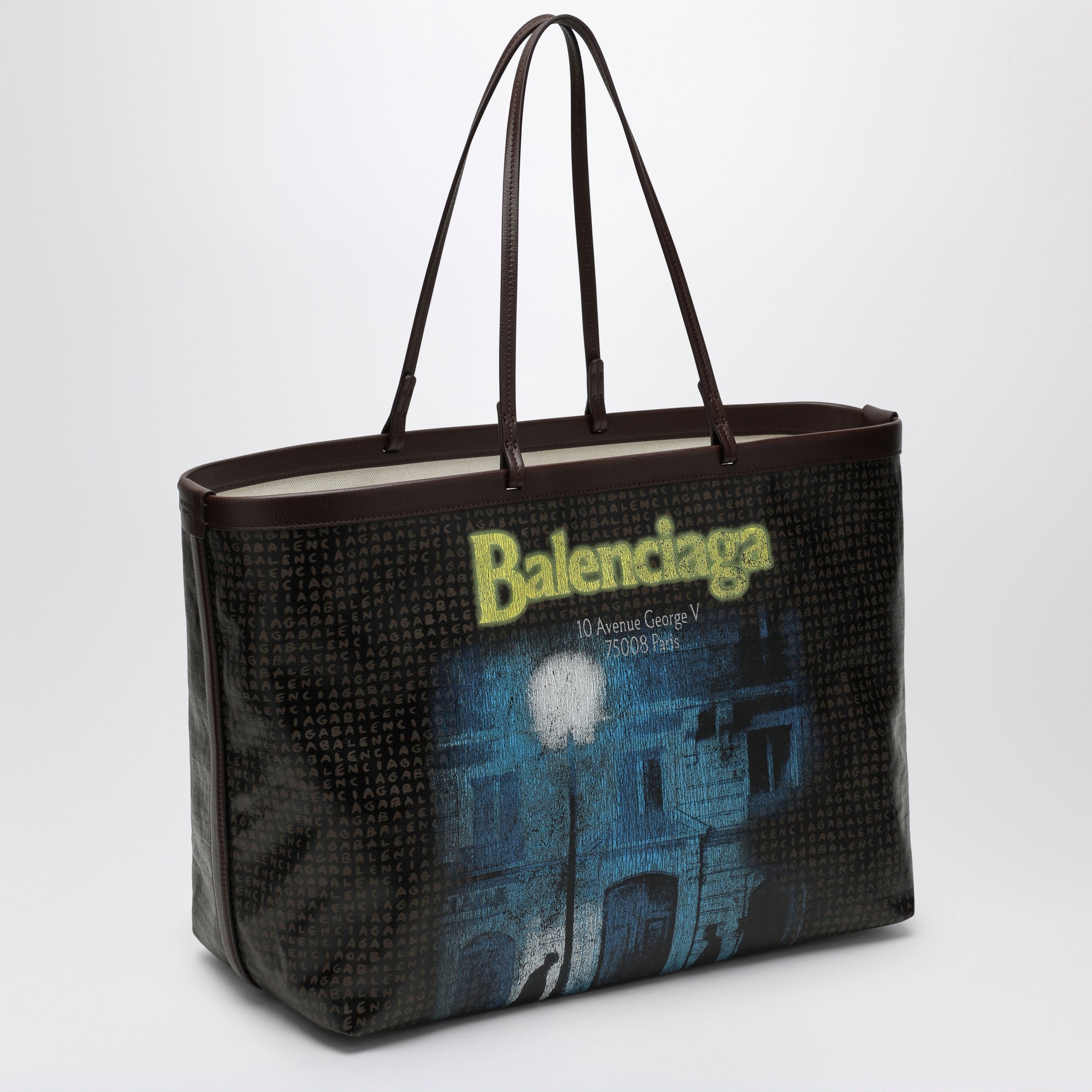 Select large tote in coated black canvas