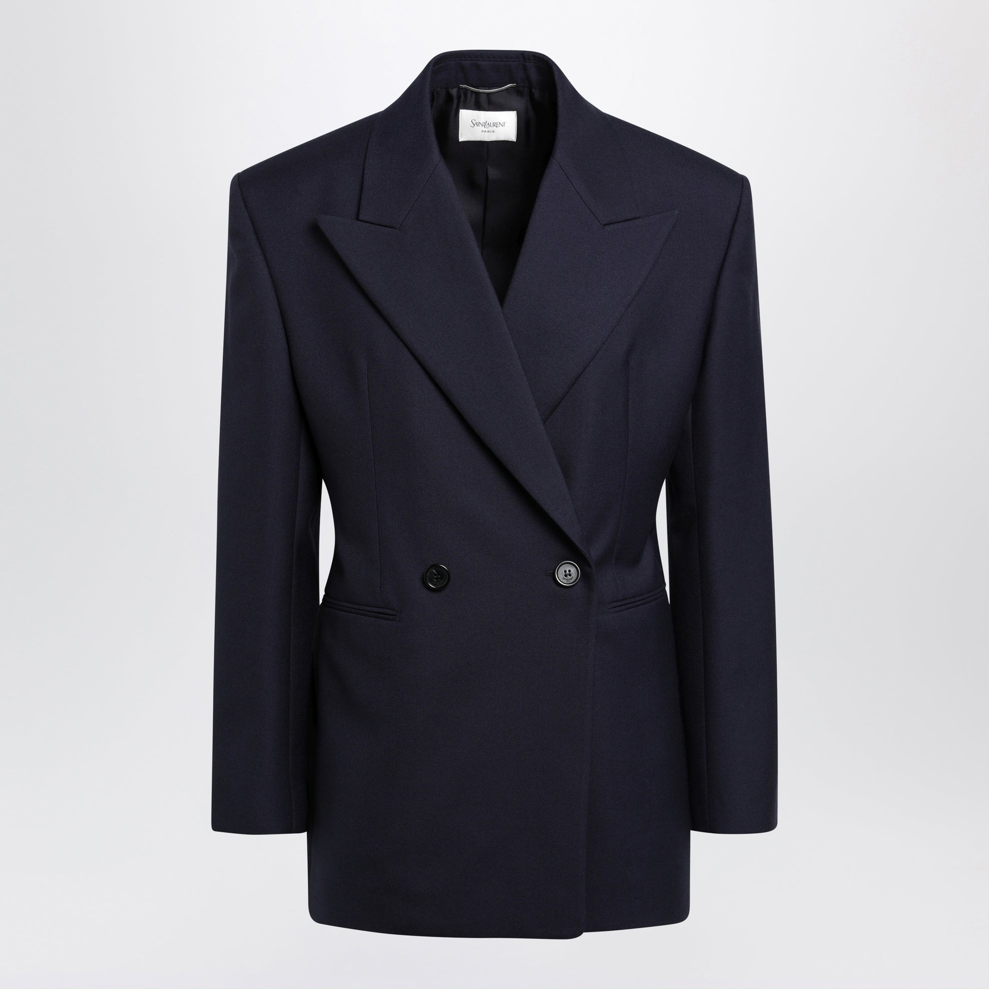 Navy blue double-breasted jacket in wool